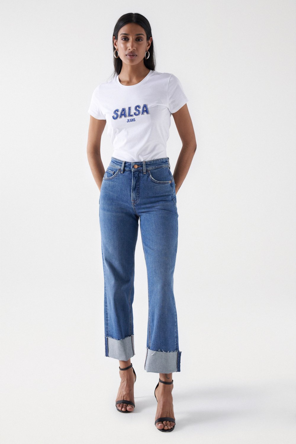 T-shirt Institutional Beaded en blanc T-shirts Salsa Jeans