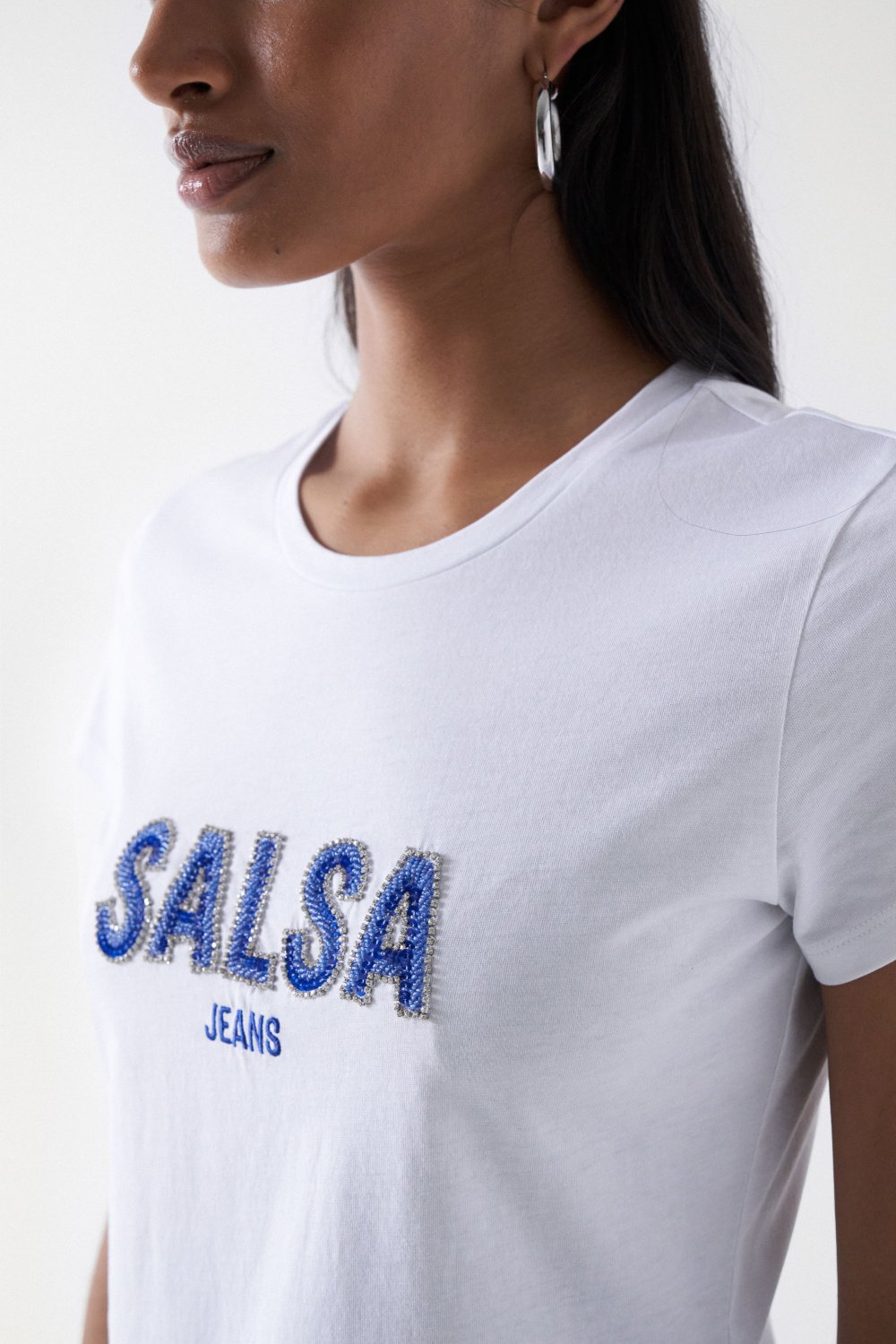 T-shirt Institutional Beaded en blanc T-shirts Salsa Jeans