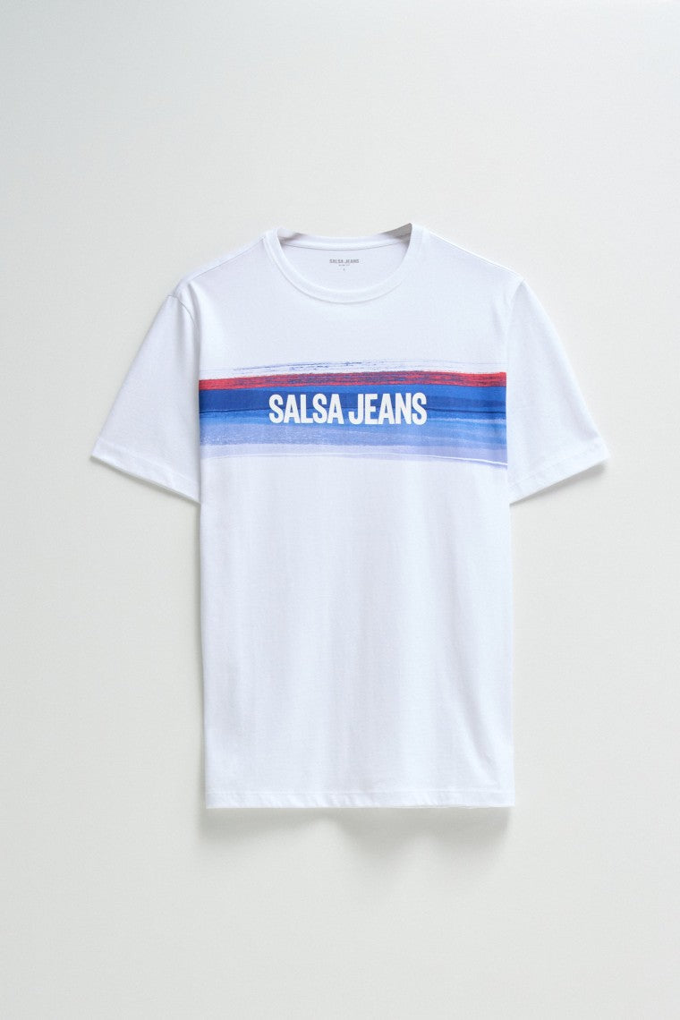 T-shirt Chest Print Branding en blanc T-shirts Salsa Jeans