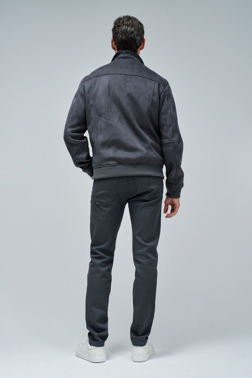 Suede Trucker Jacket in Dark Grey Vestes Salsa Jeans