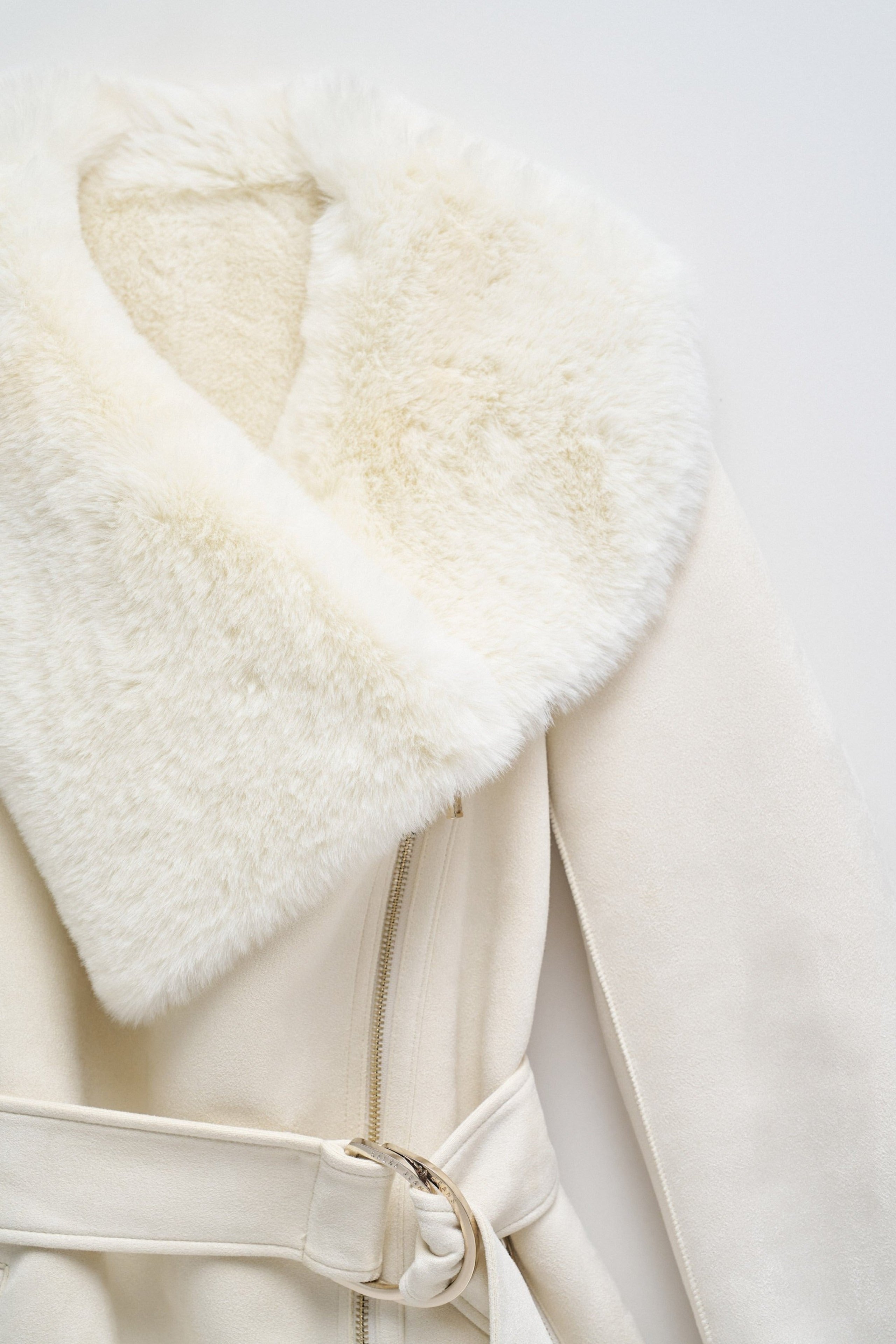Manteau long en shearling Light Pearl