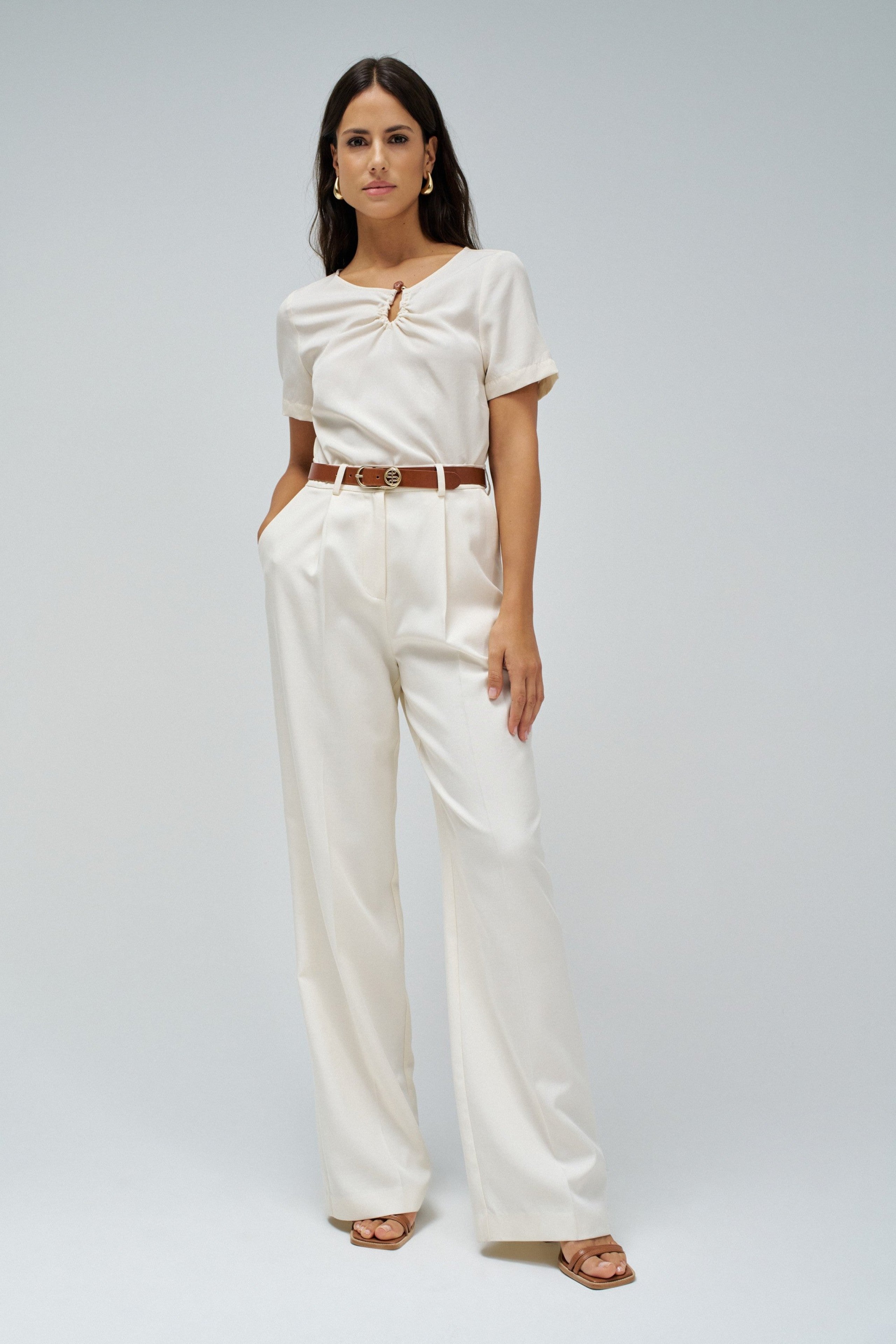 Chemise With Metal Detail in Light Pearl Chemises Salsa Jeans