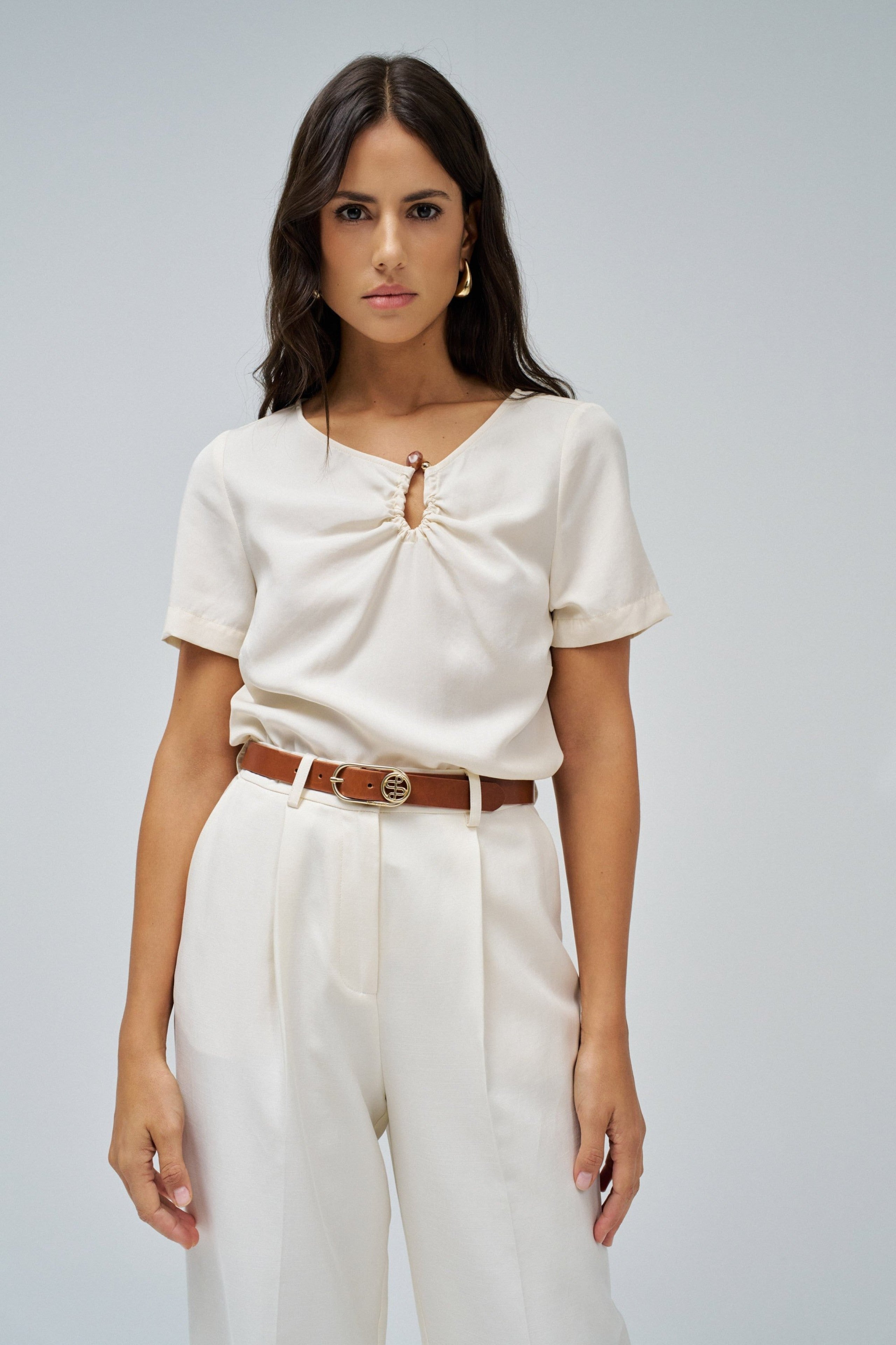 Chemise With Metal Detail in Light Pearl Chemises Salsa Jeans