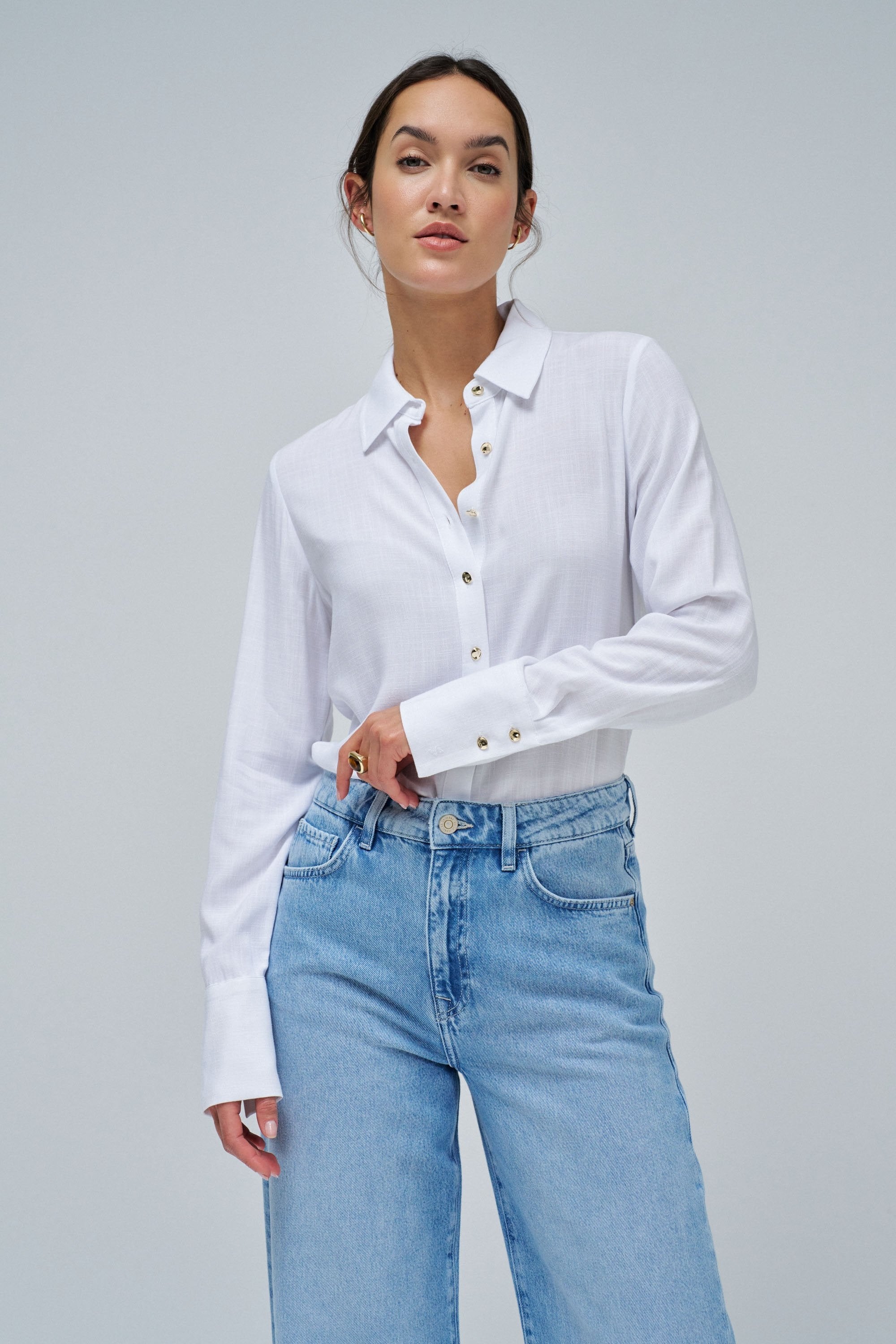 Linen Shirt in Light Pearl V1 Chemises Salsa Jeans