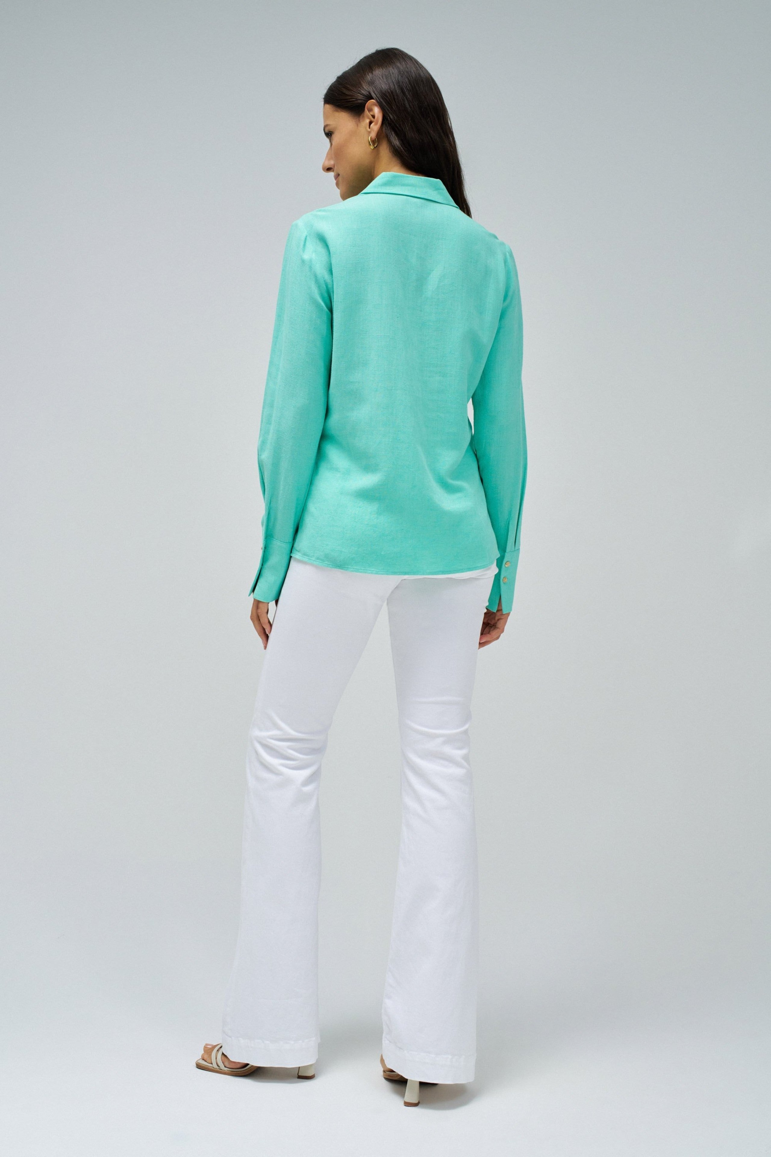 Linen Shirt in Light Green Chemises Salsa Jeans