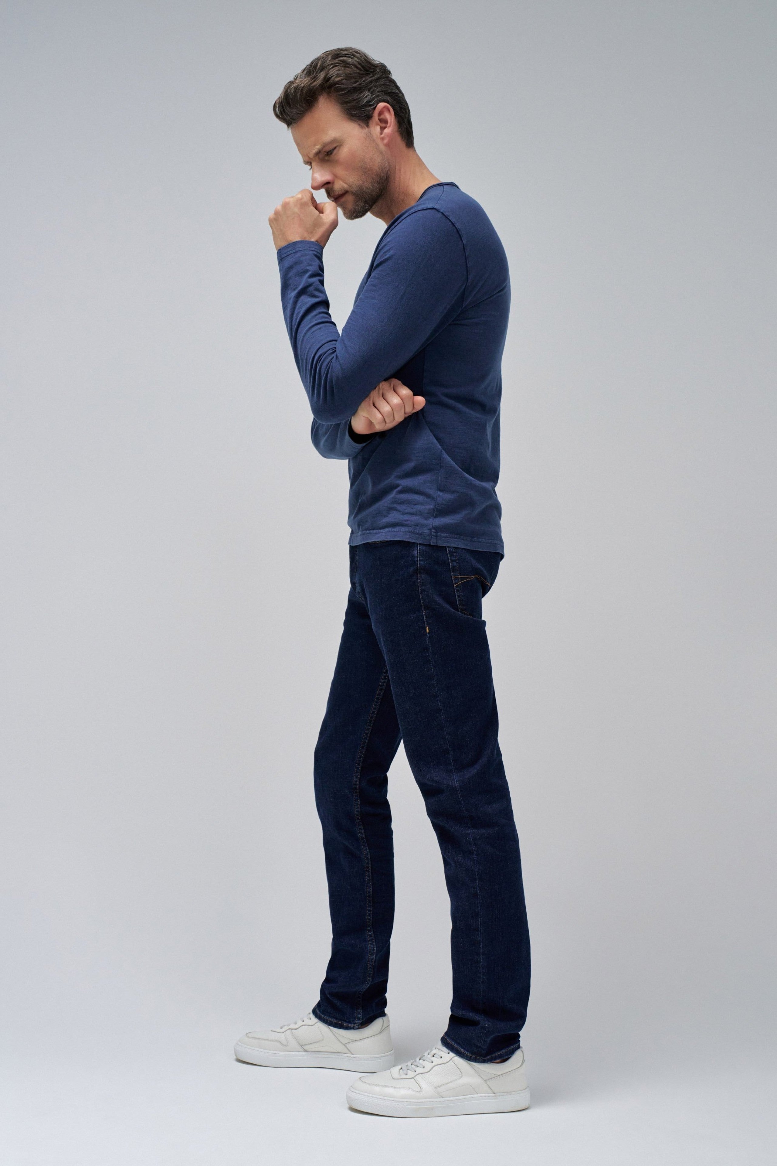 T-shirt à manches longues en jersey Serafino in Medium Blue T-shirts Salsa Jeans