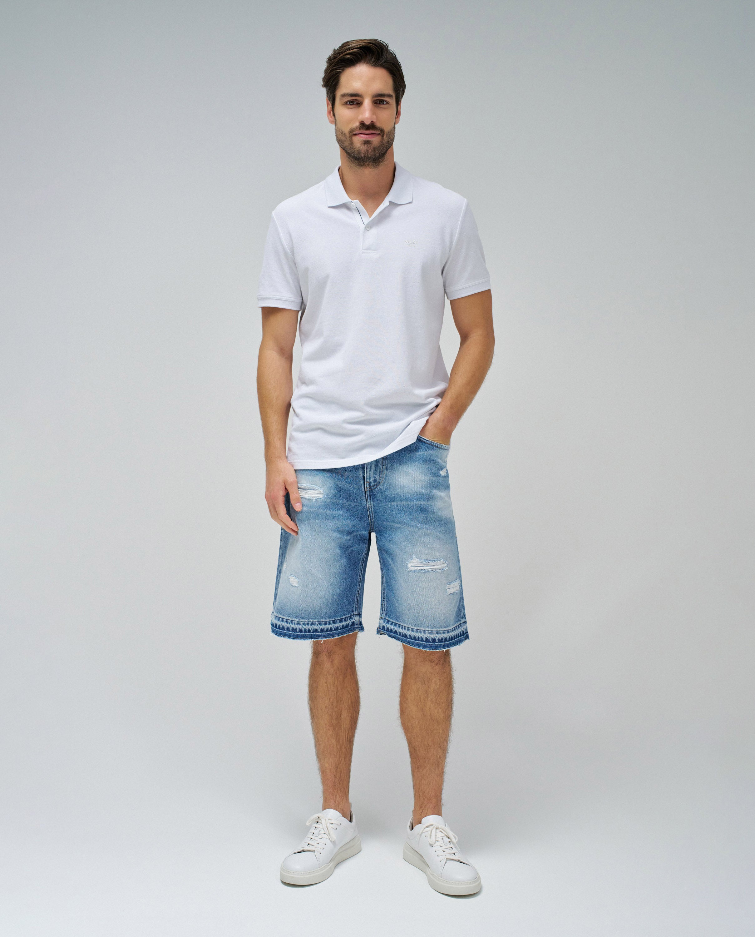 CS Short Destroyed en Light Wash Shorts Salsa Jeans