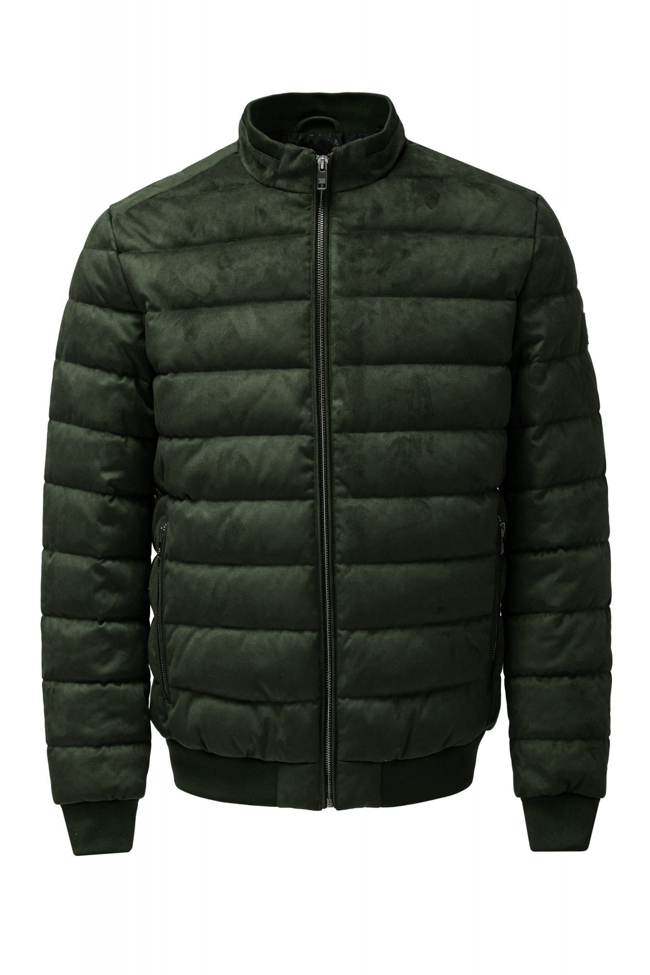 Suede Puffer Bomber Jacket in Dark Green Vestes Salsa Jeans