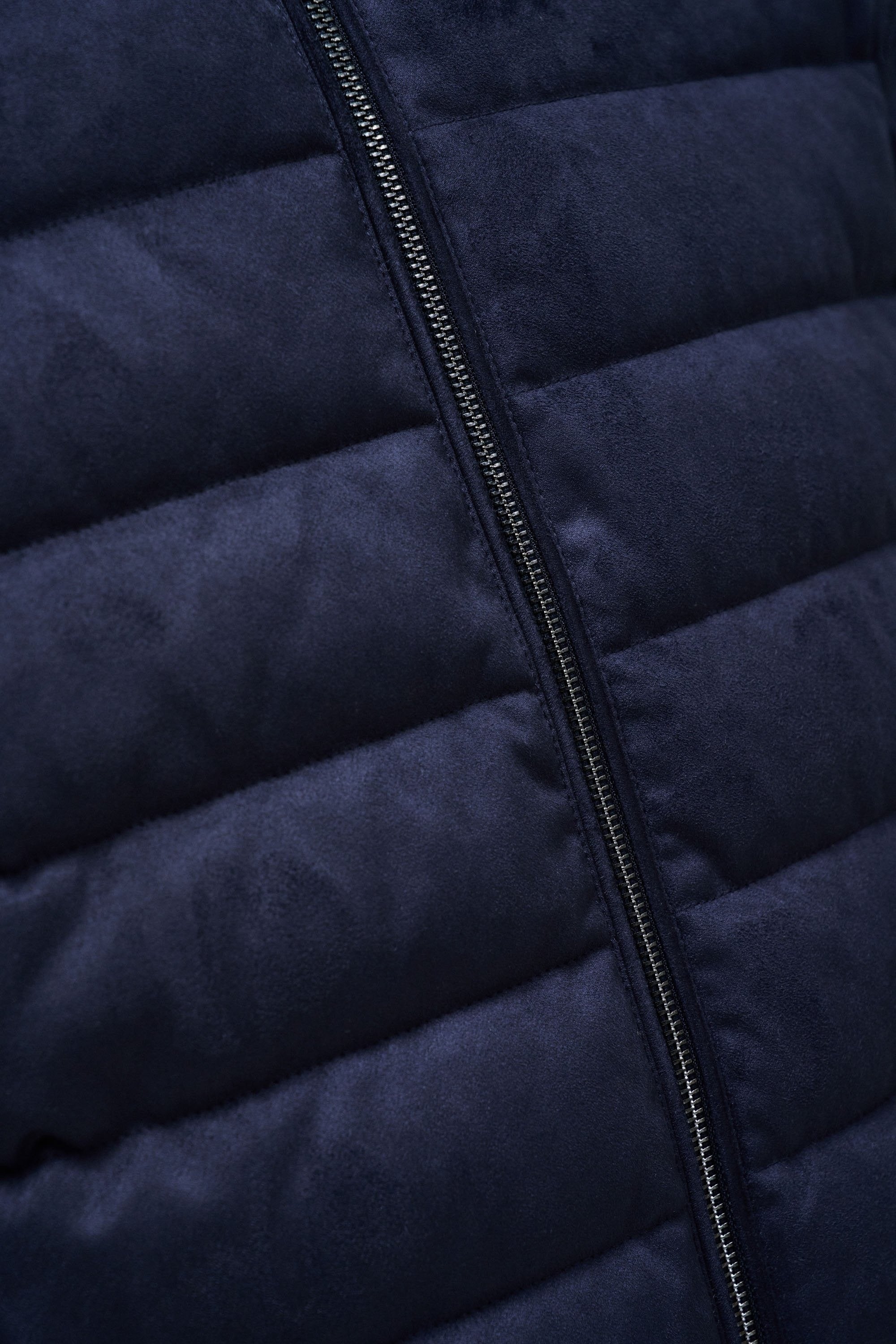 Suede Puffer Bomber Jacket in Dark Blue Vestes Salsa Jeans