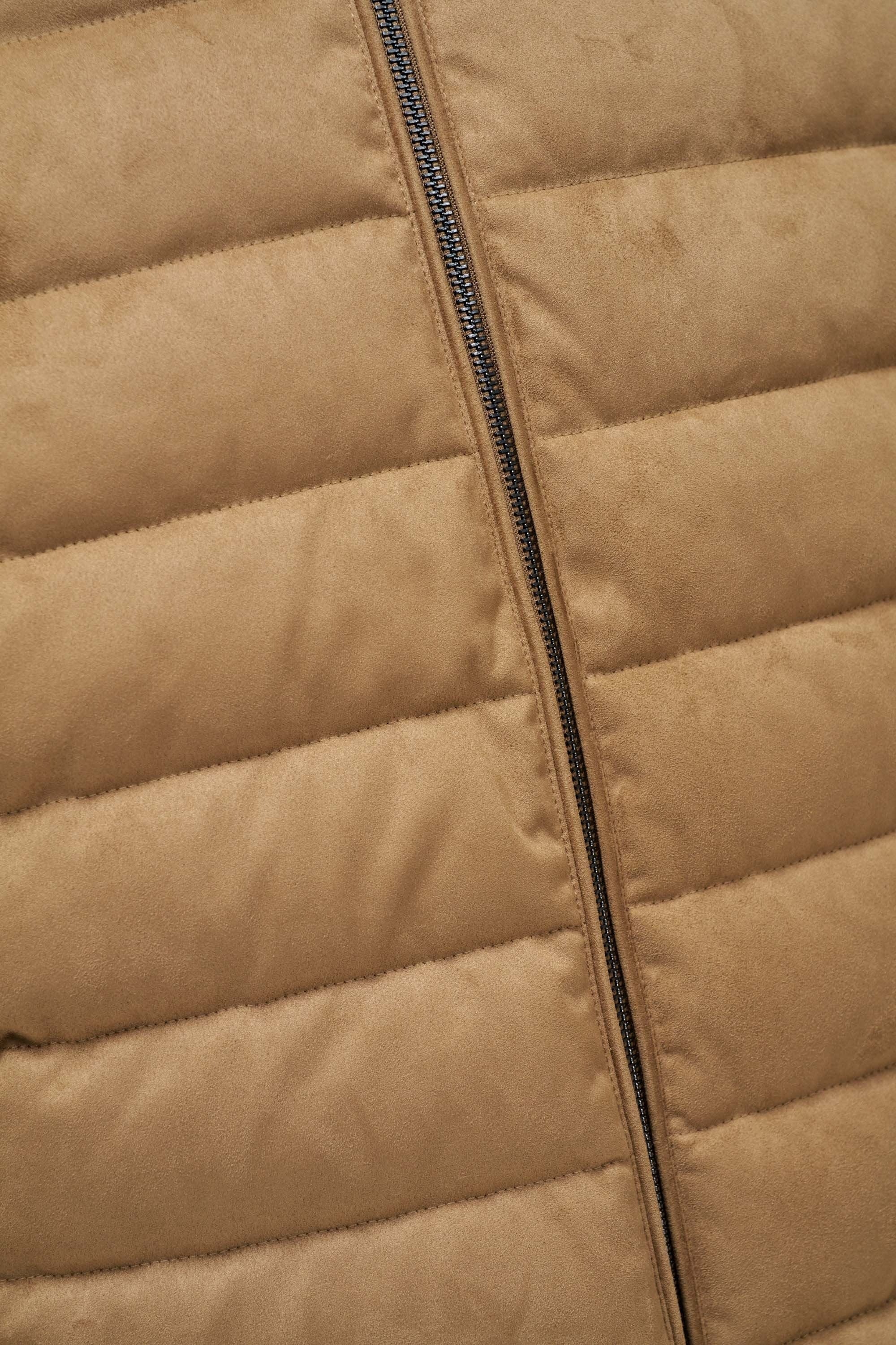 Suede Puffer Bomber Jacket in Medium Brown Vestes Salsa Jeans