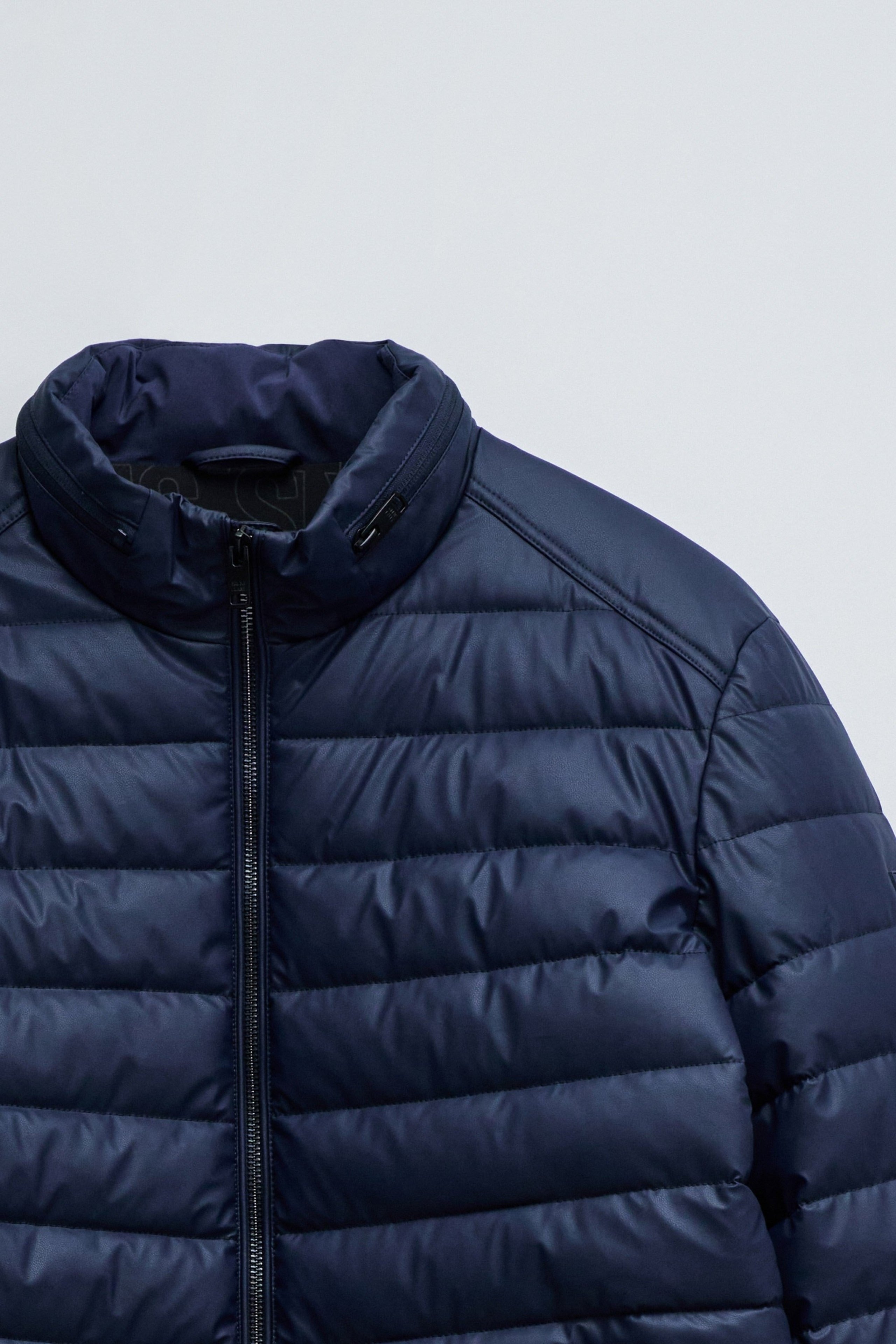 Veste en cuir PU léger et rembourré bleu foncé