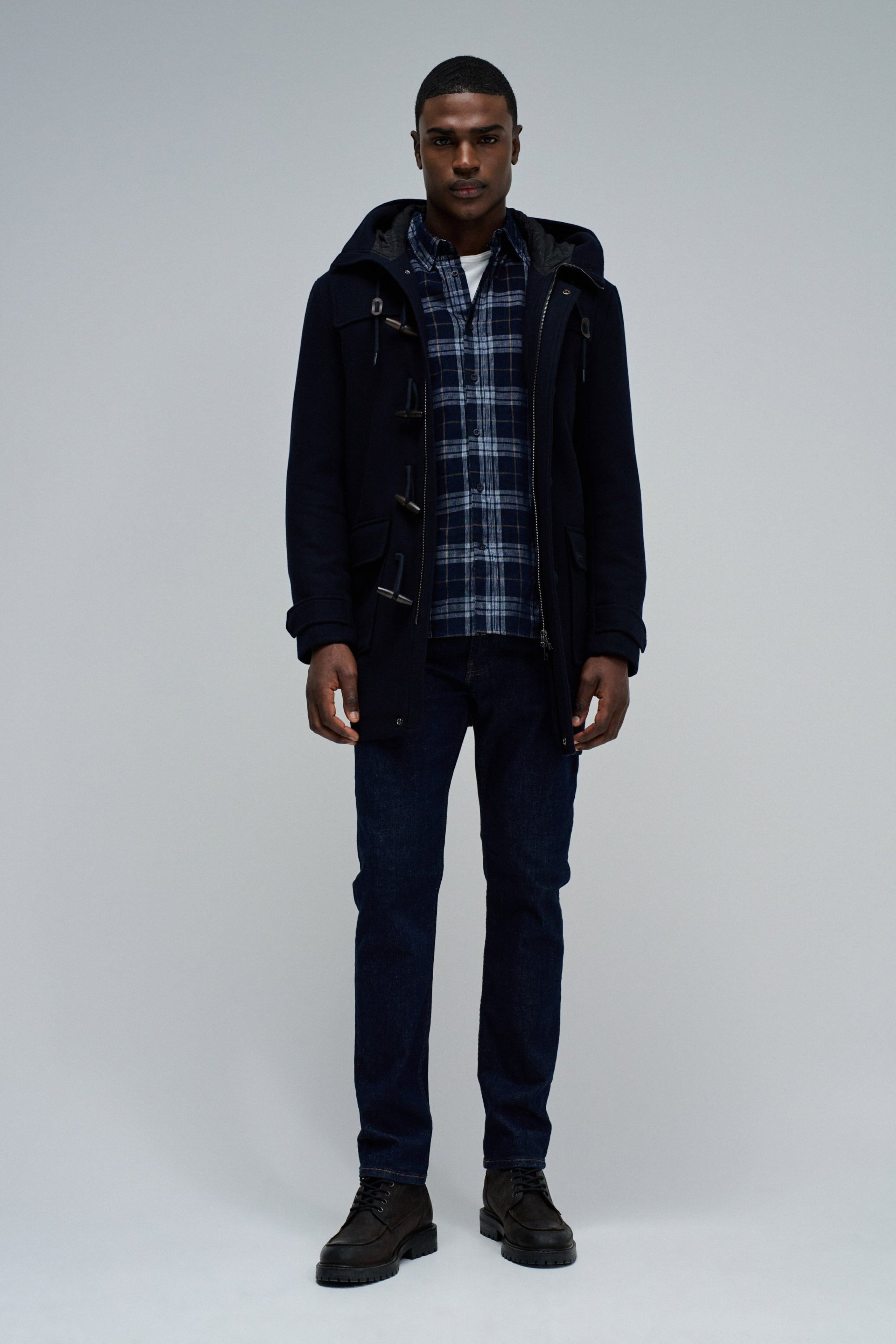 Wool Duffle Coat in Dark Blue Vestes Salsa Jeans