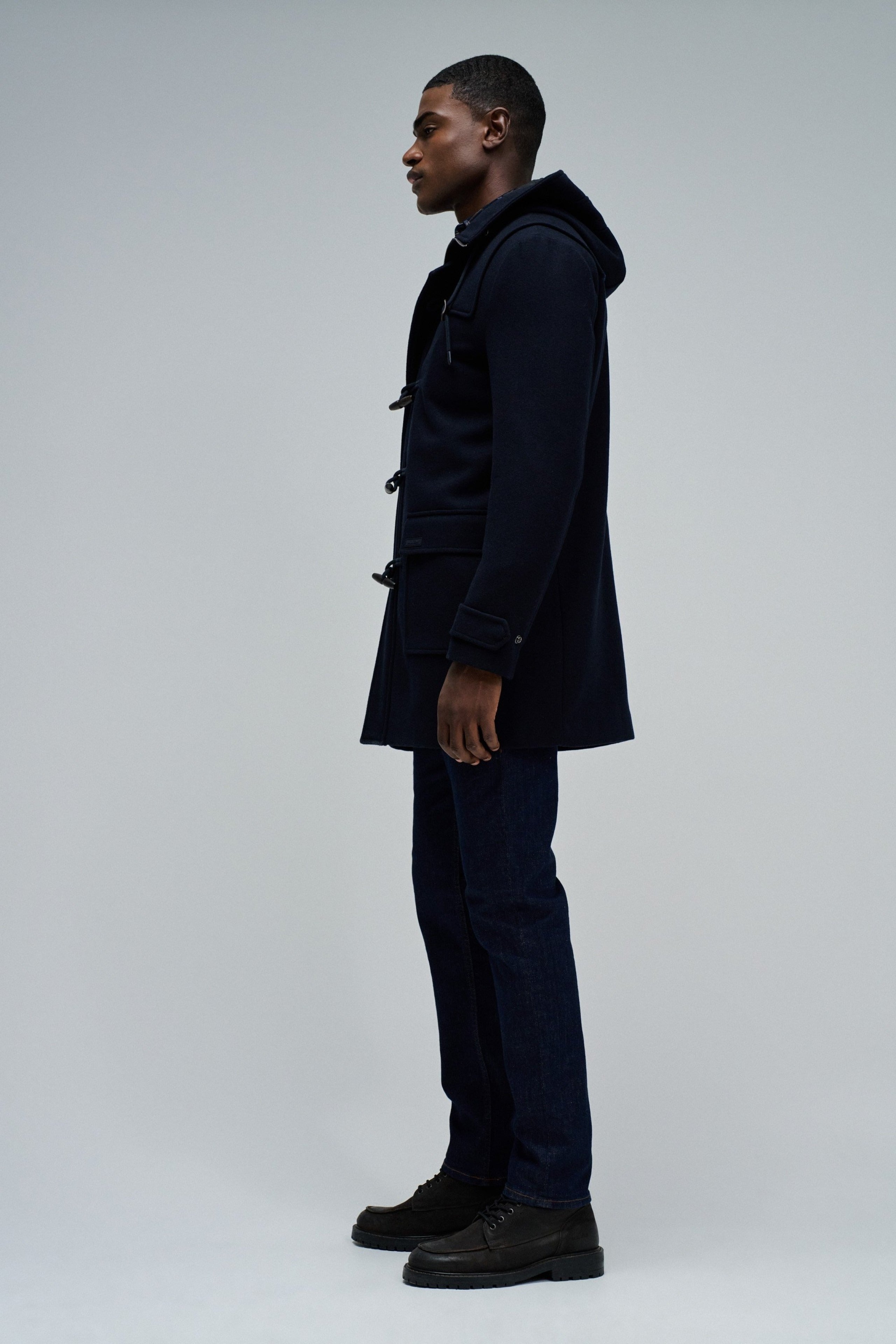 Wool Duffle Coat in Dark Blue Vestes Salsa Jeans