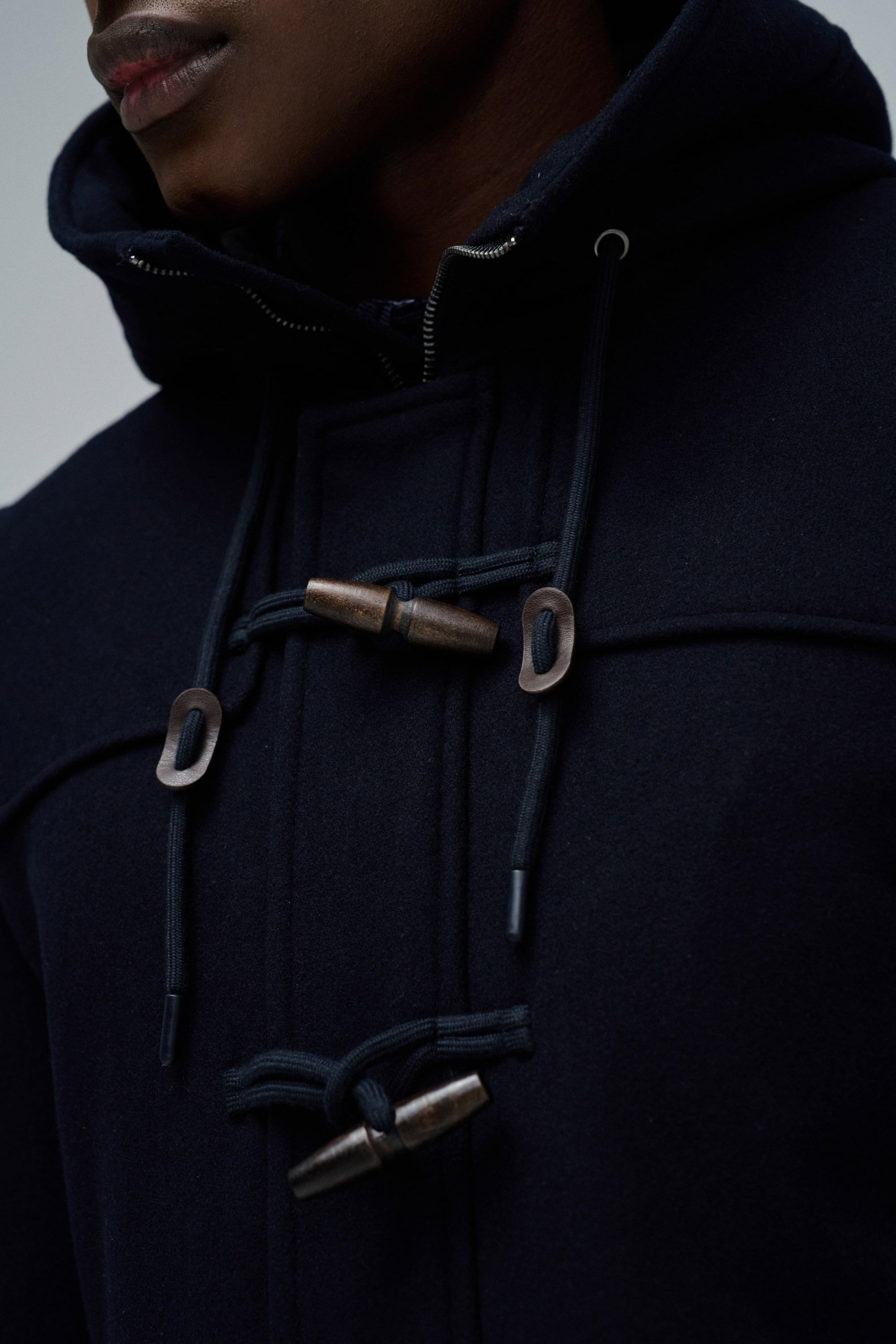 Wool Duffle Coat in Dark Blue Vestes Salsa Jeans