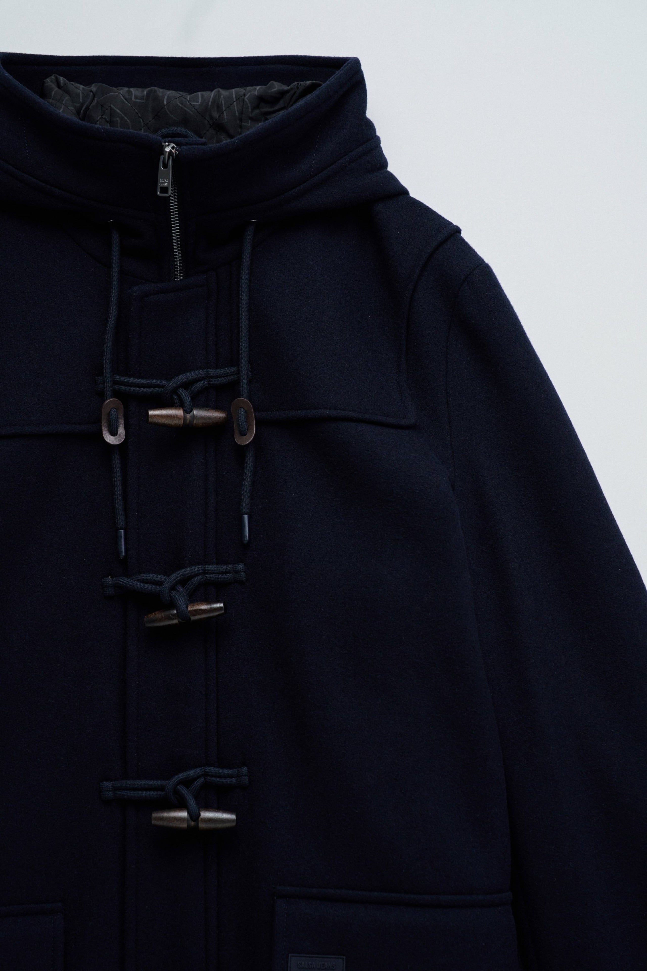 Wool Duffle Coat in Dark Blue Vestes Salsa Jeans