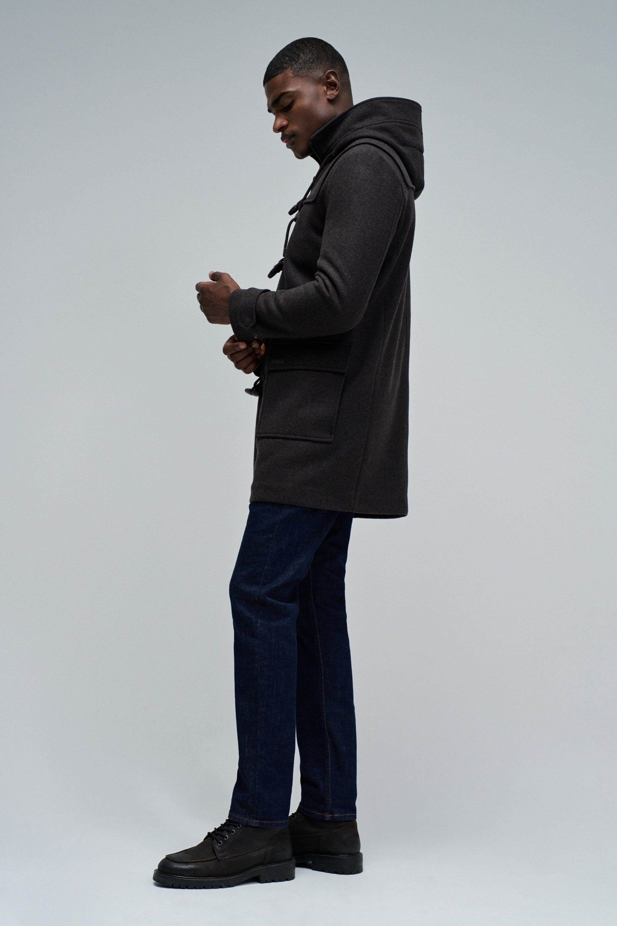 Wool Duffle Coat in Dark Brown Vestes Salsa Jeans