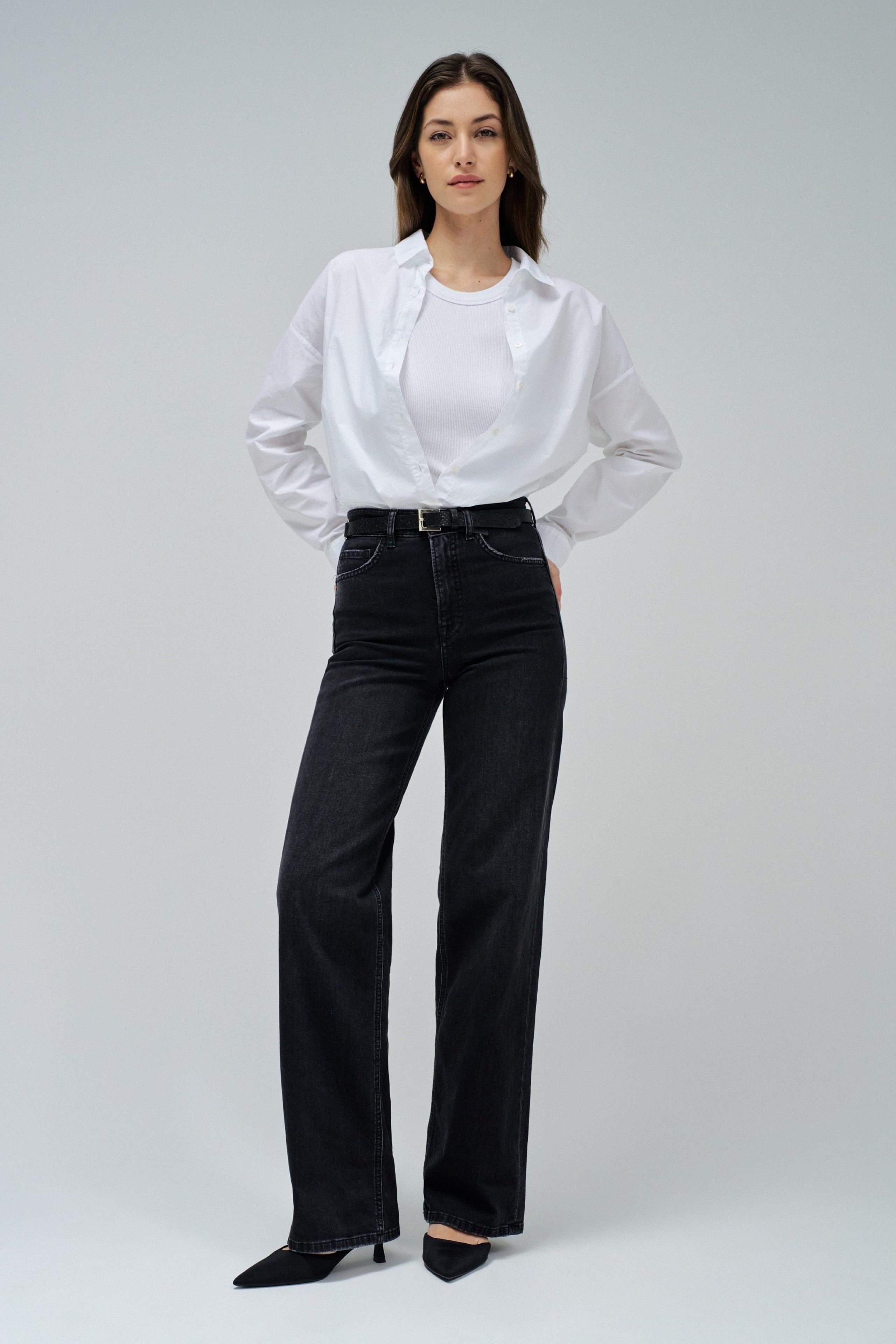 Faith Wide en jean noir Salsa Jeans