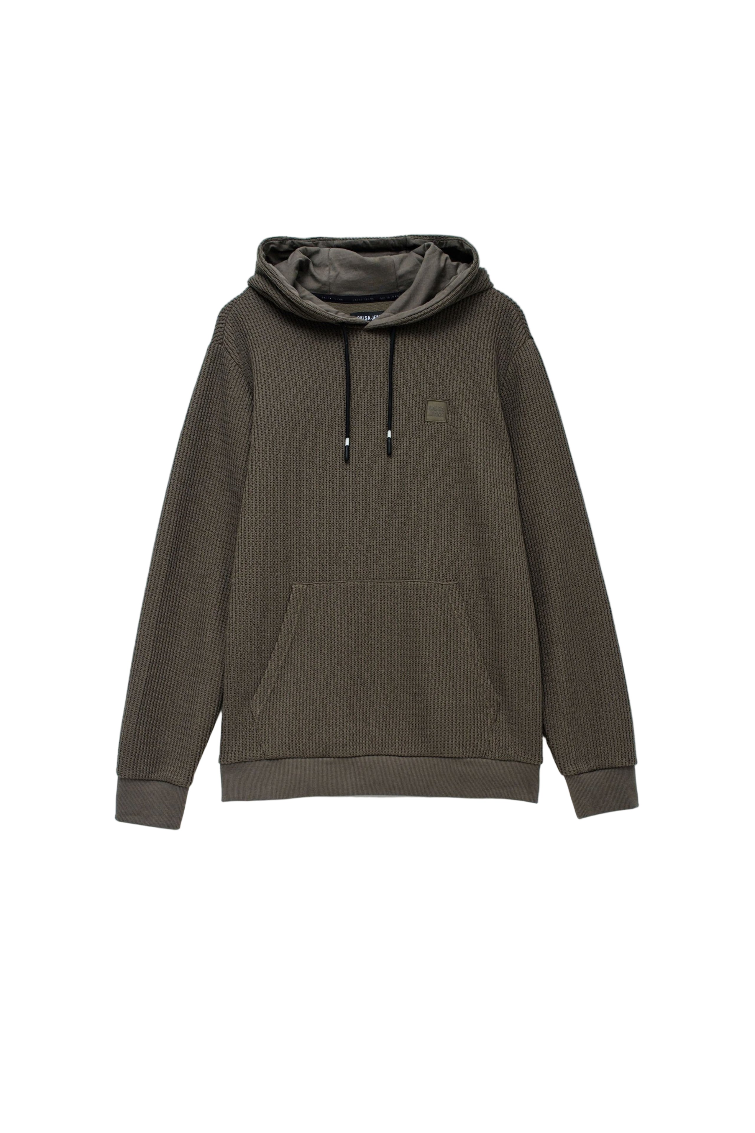 Hoodie texturé W/ Logo Patch en vert foncé