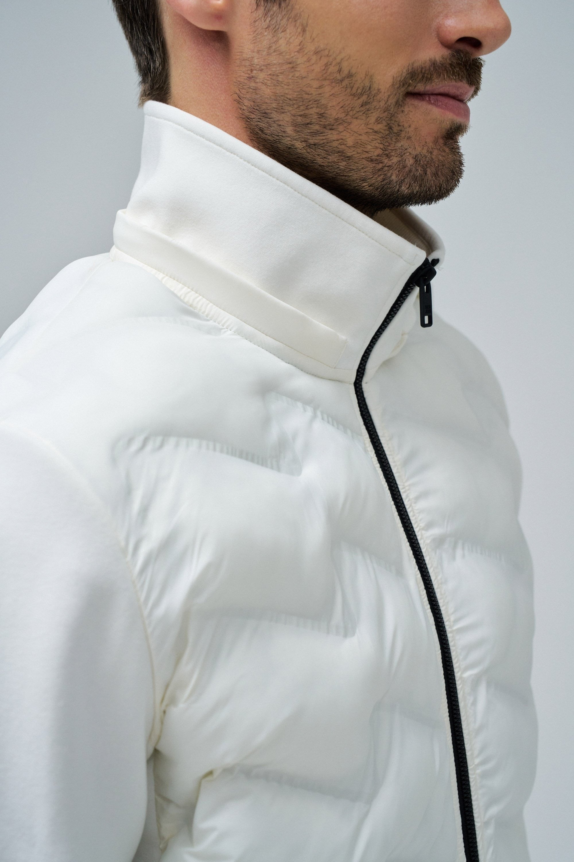 Zip-Thru Padded Jumper Hoodie in Light Pearl V2 Vestes Salsa Jeans