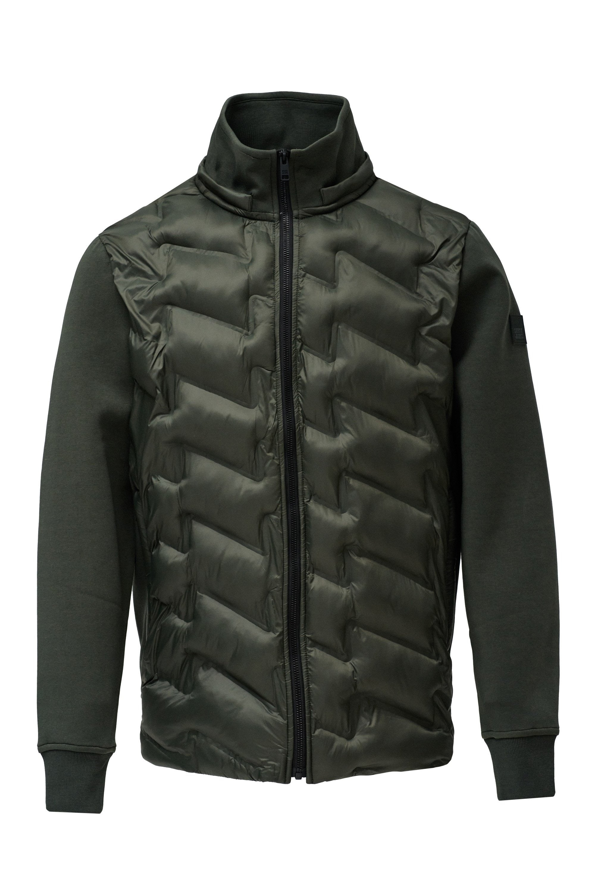 Zip-Thru Padded Jumper Hoodie in Dark Green Vestes Salsa Jeans