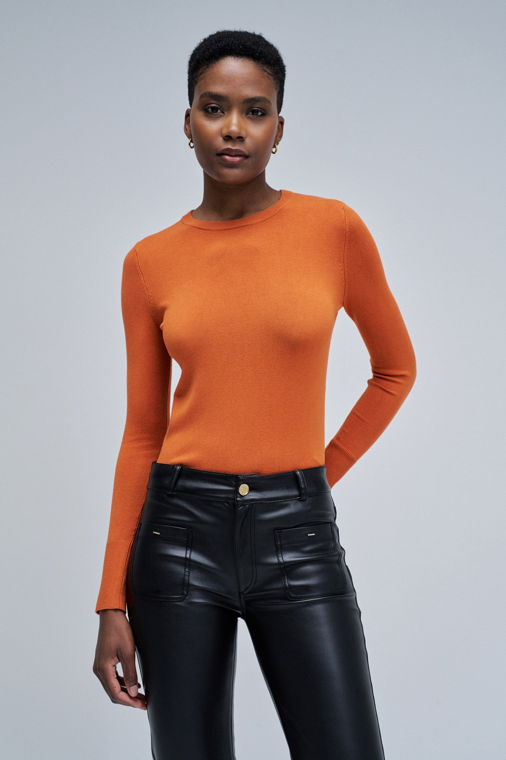 Basic Long Sleeve en orange moyen Pull Salsa Jeans