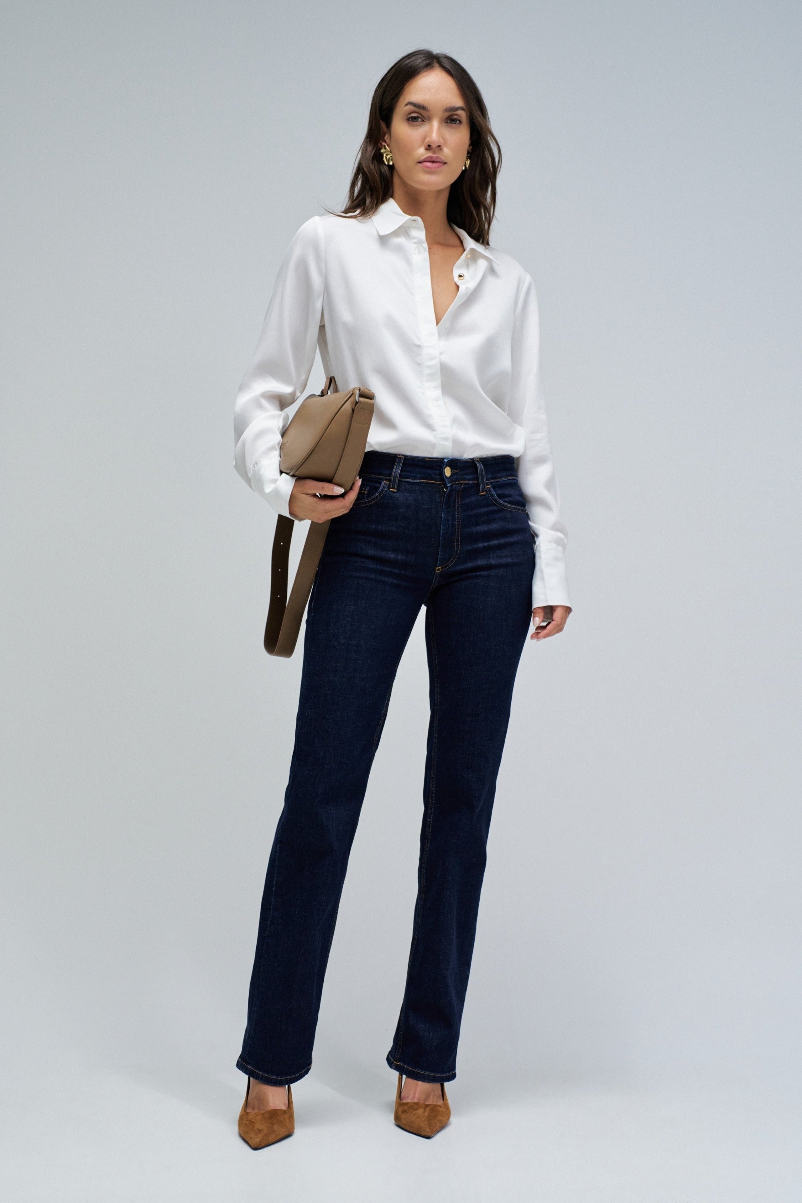 Basic Shirt W/ Gold Buttons in Light Pearl V2 Chemises Salsa Jeans
