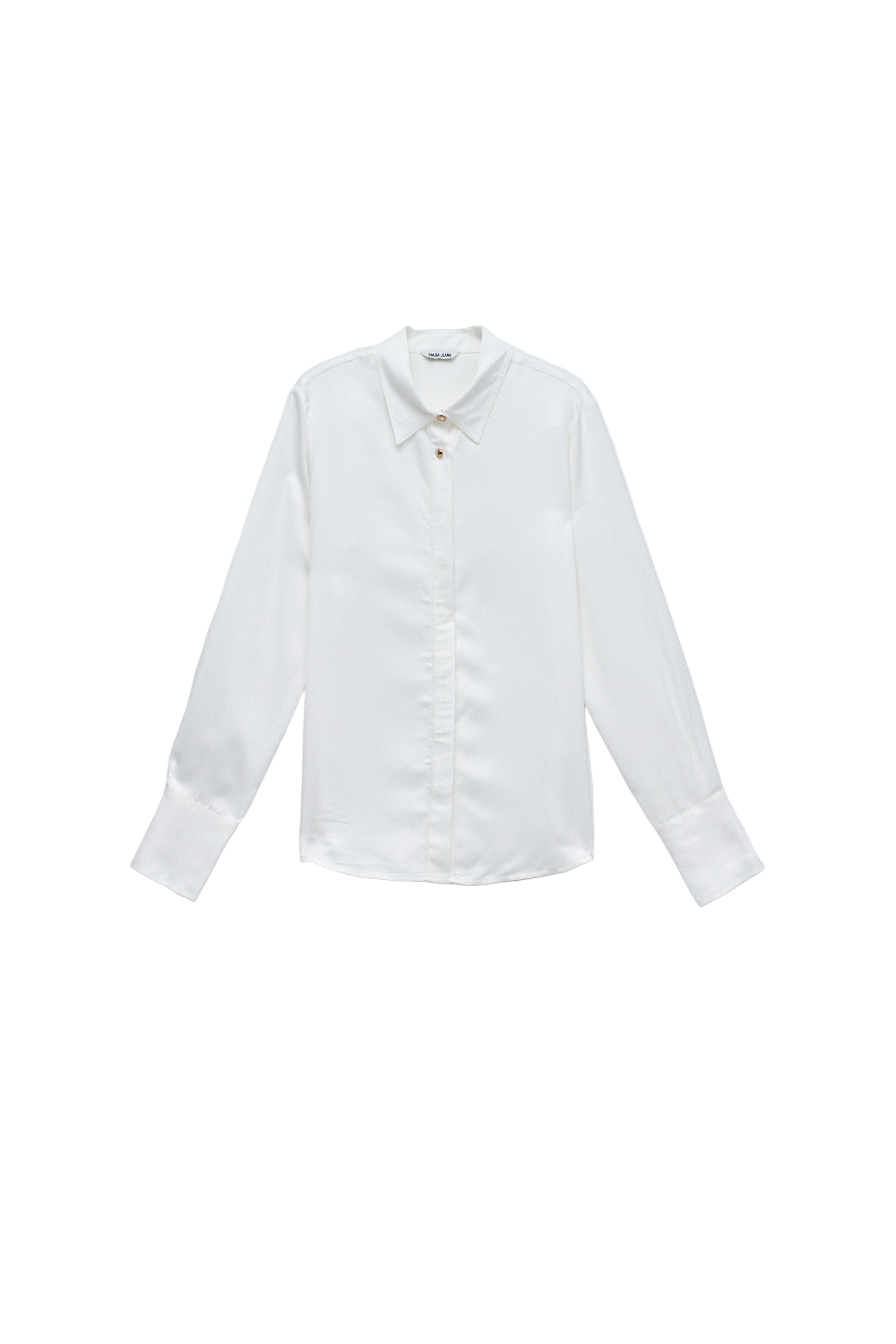 Basic Shirt W/ Gold Buttons in Light Pearl V2 Chemises Salsa Jeans