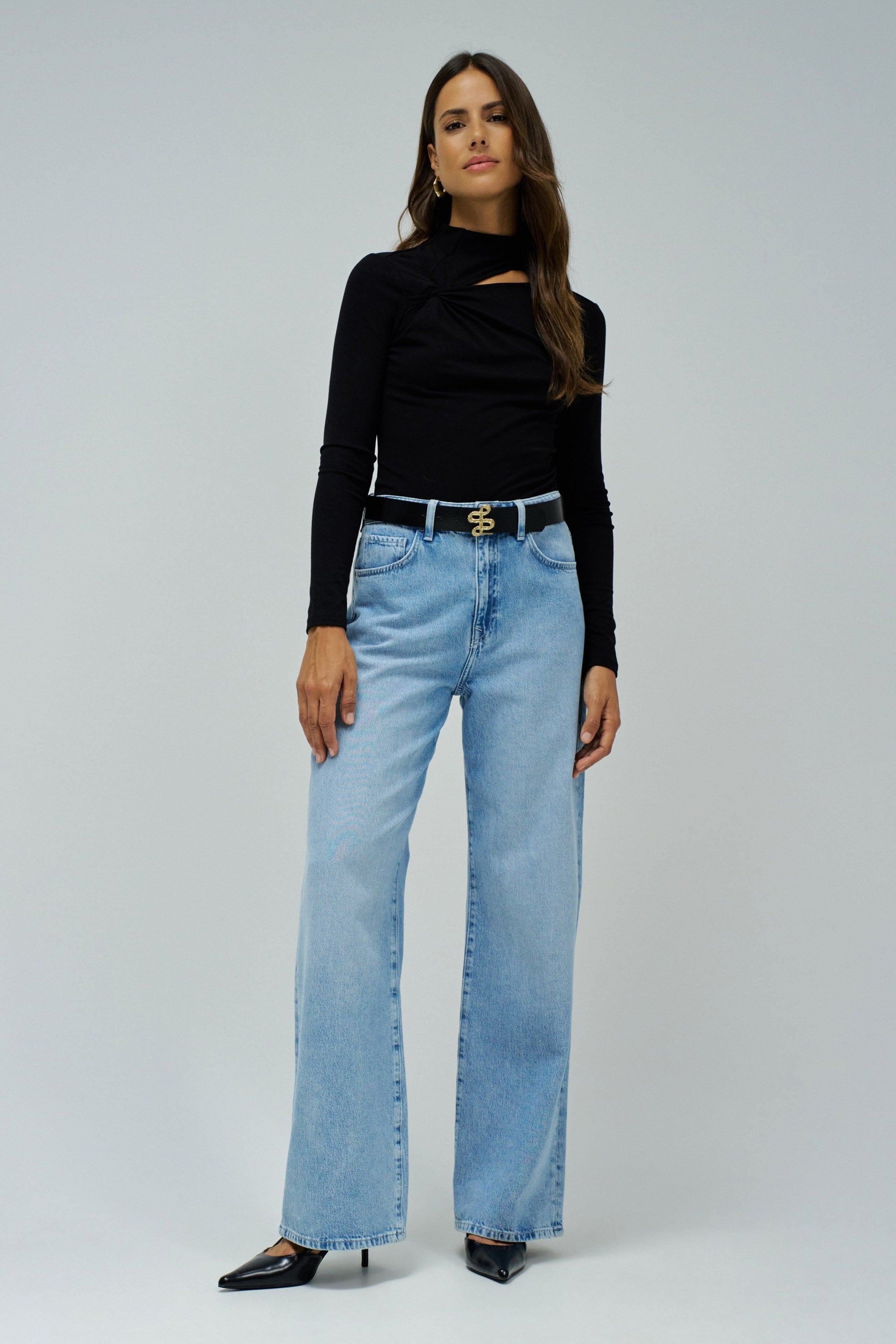 T-shirt manches longues With Twist Detail in Black T-shirts Salsa Jeans