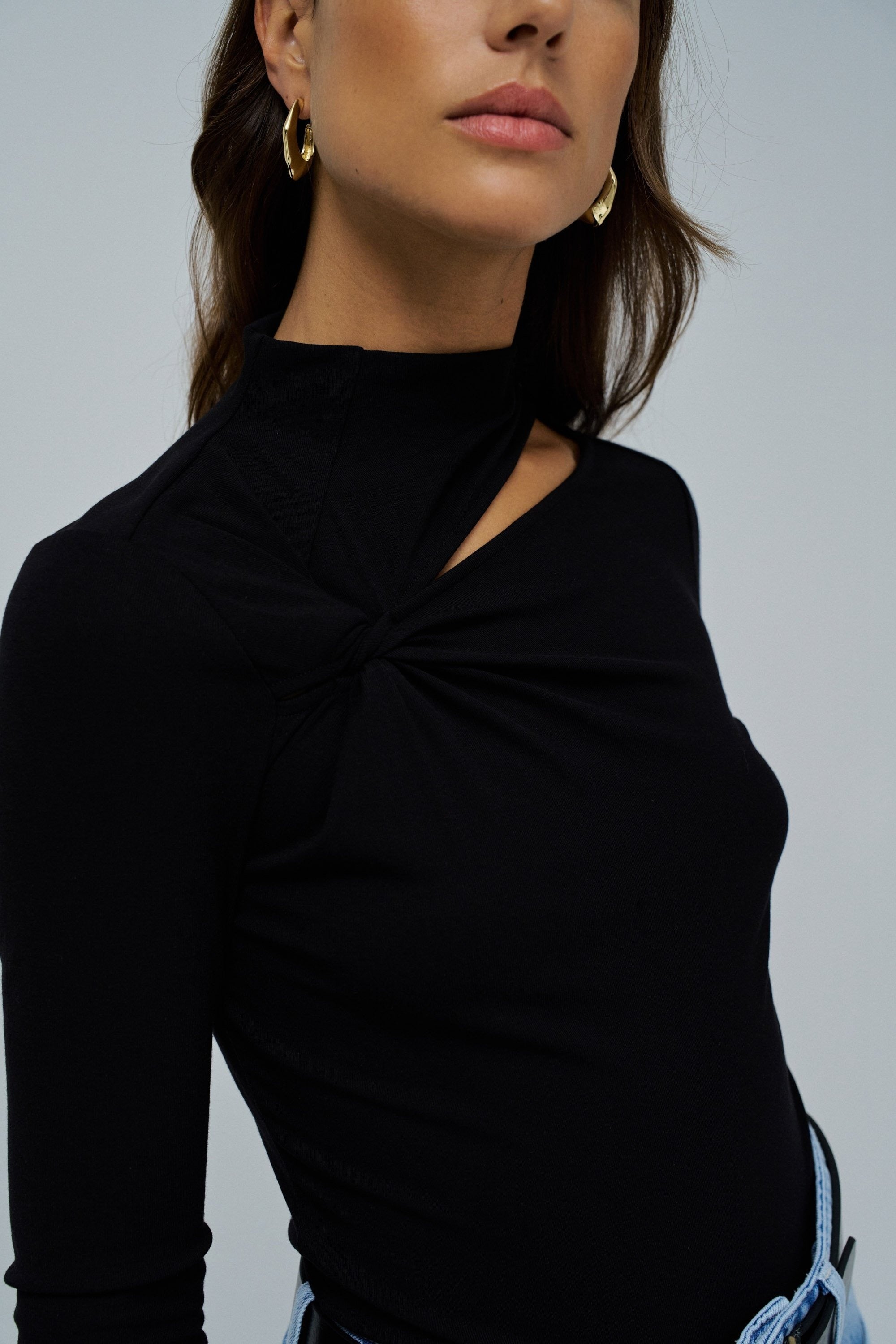 T-shirt manches longues With Twist Detail in Black T-shirts Salsa Jeans