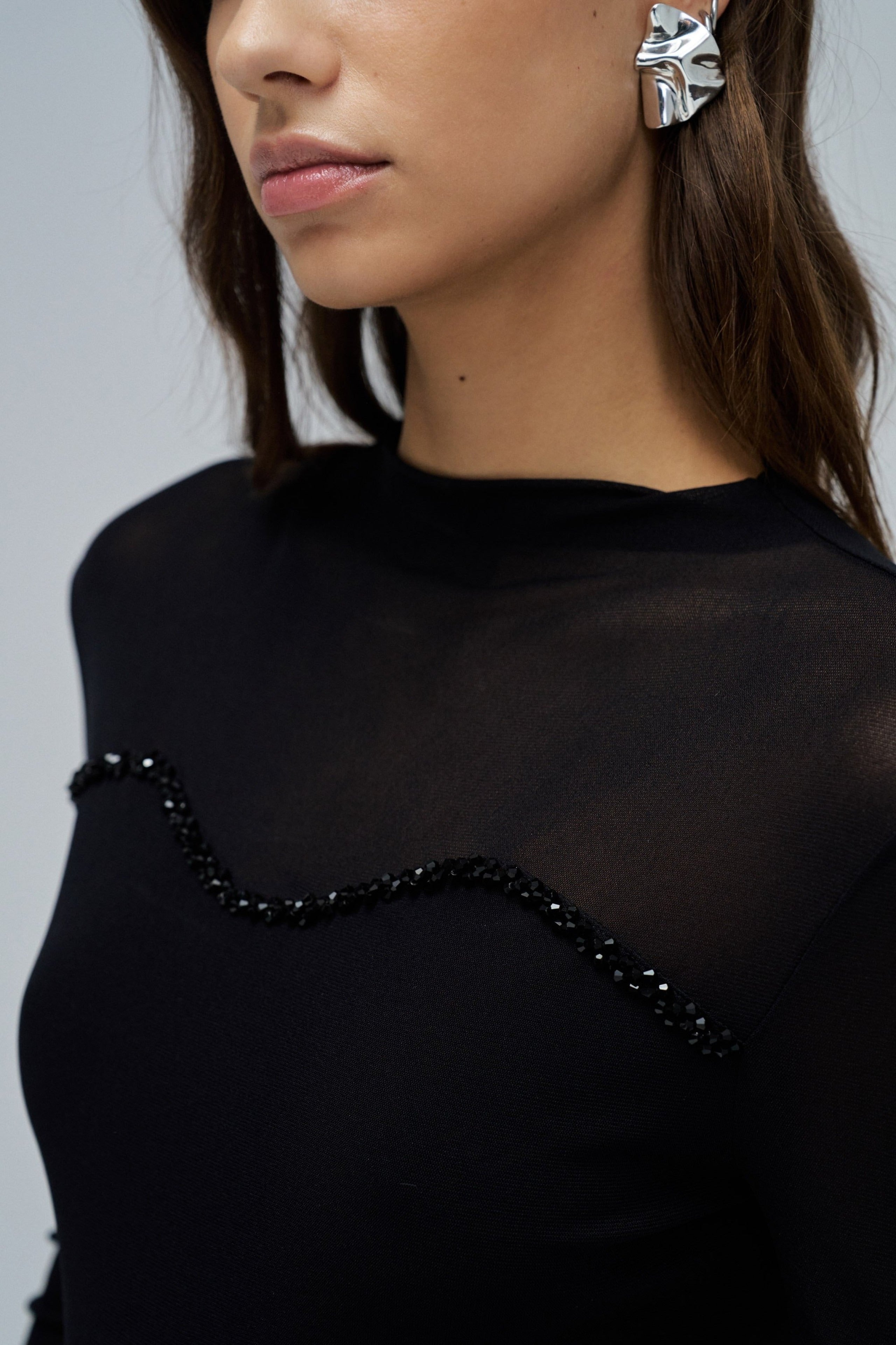 Manchon long avec transparence en noir