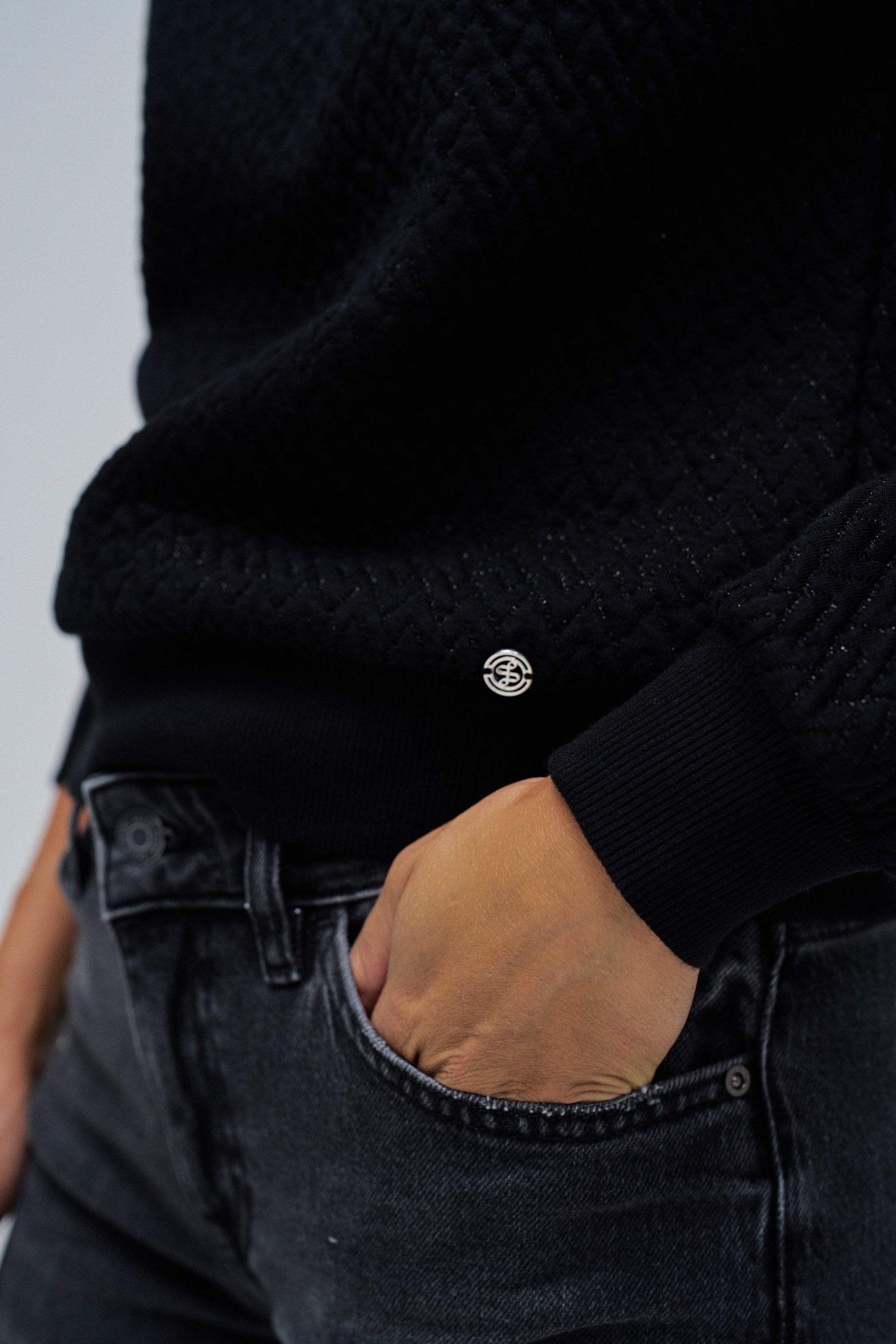 Lurex Jacquard Sweatshirt en noir Sweatshirts Salsa Jeans