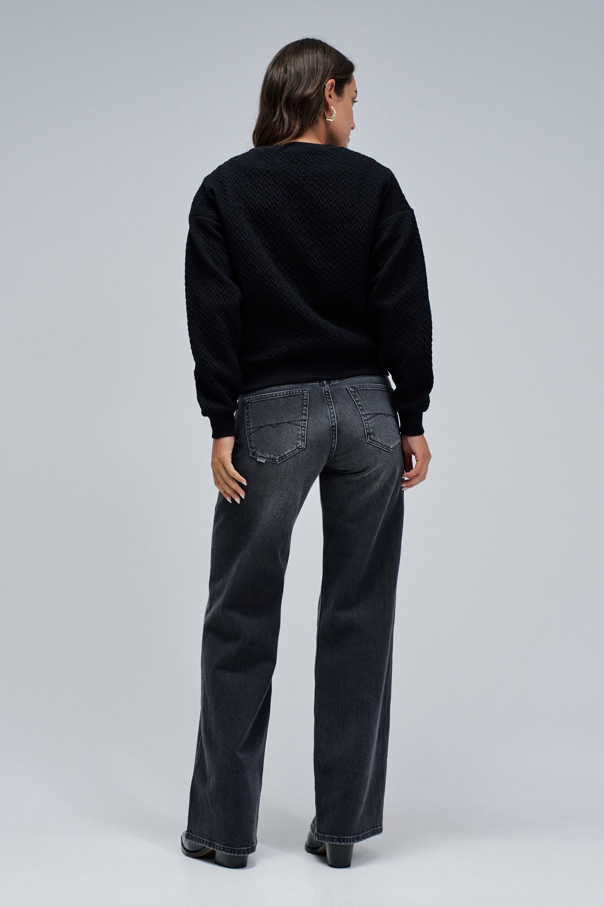 Lurex Jacquard Sweatshirt en noir Sweatshirts Salsa Jeans