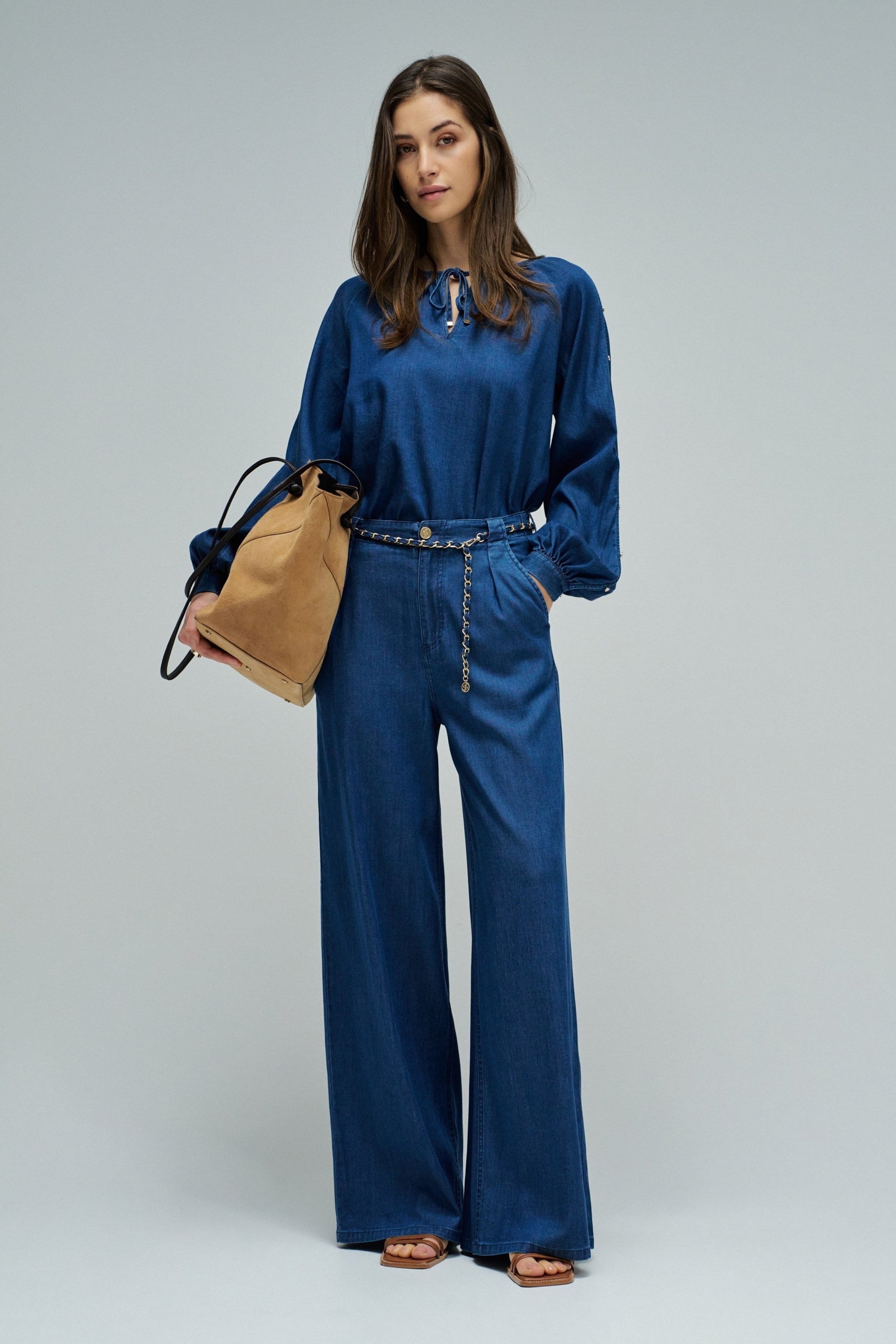 Ceinture chino à chaînes, délavage foncé