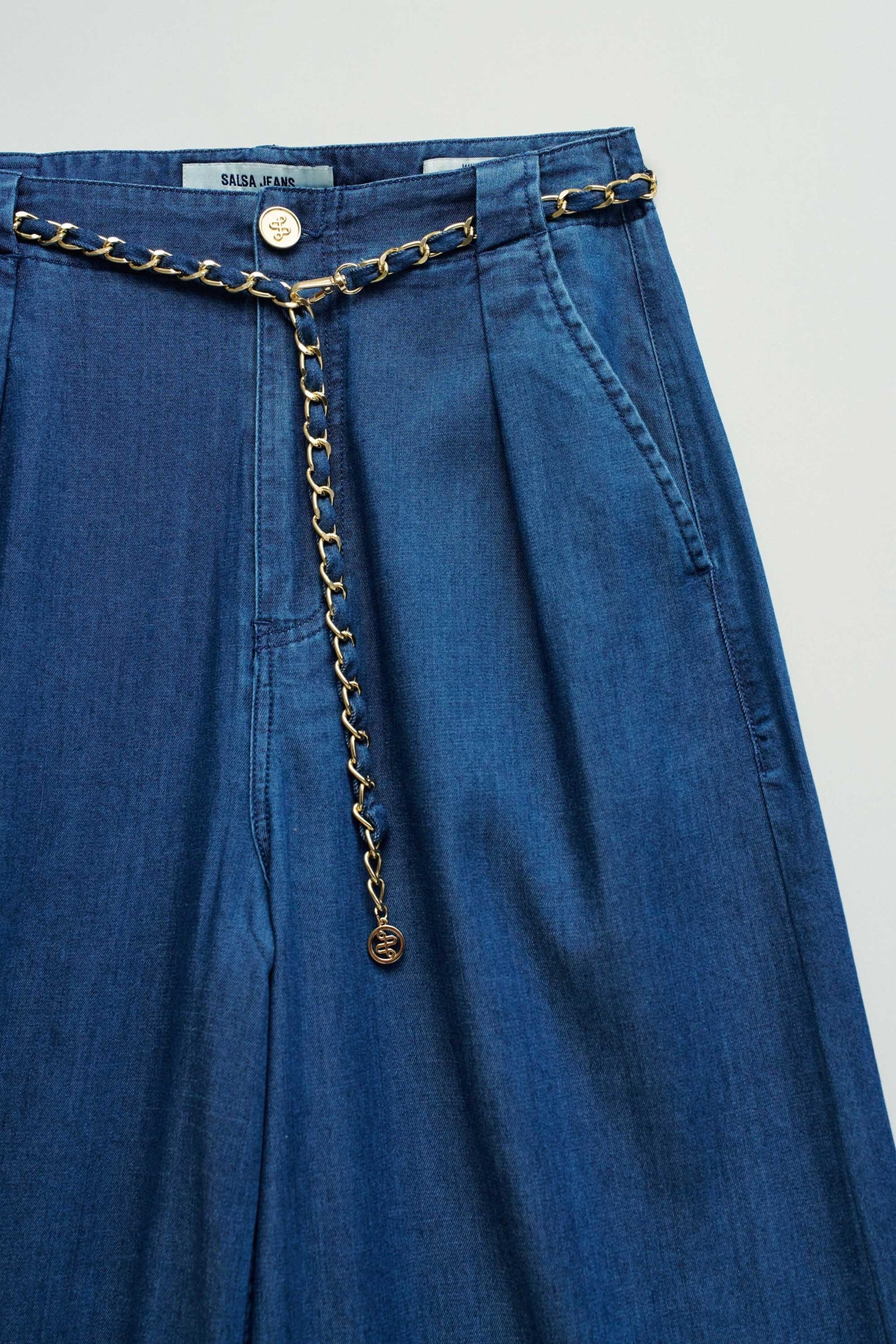 Ceinture chino à chaînes, délavage foncé