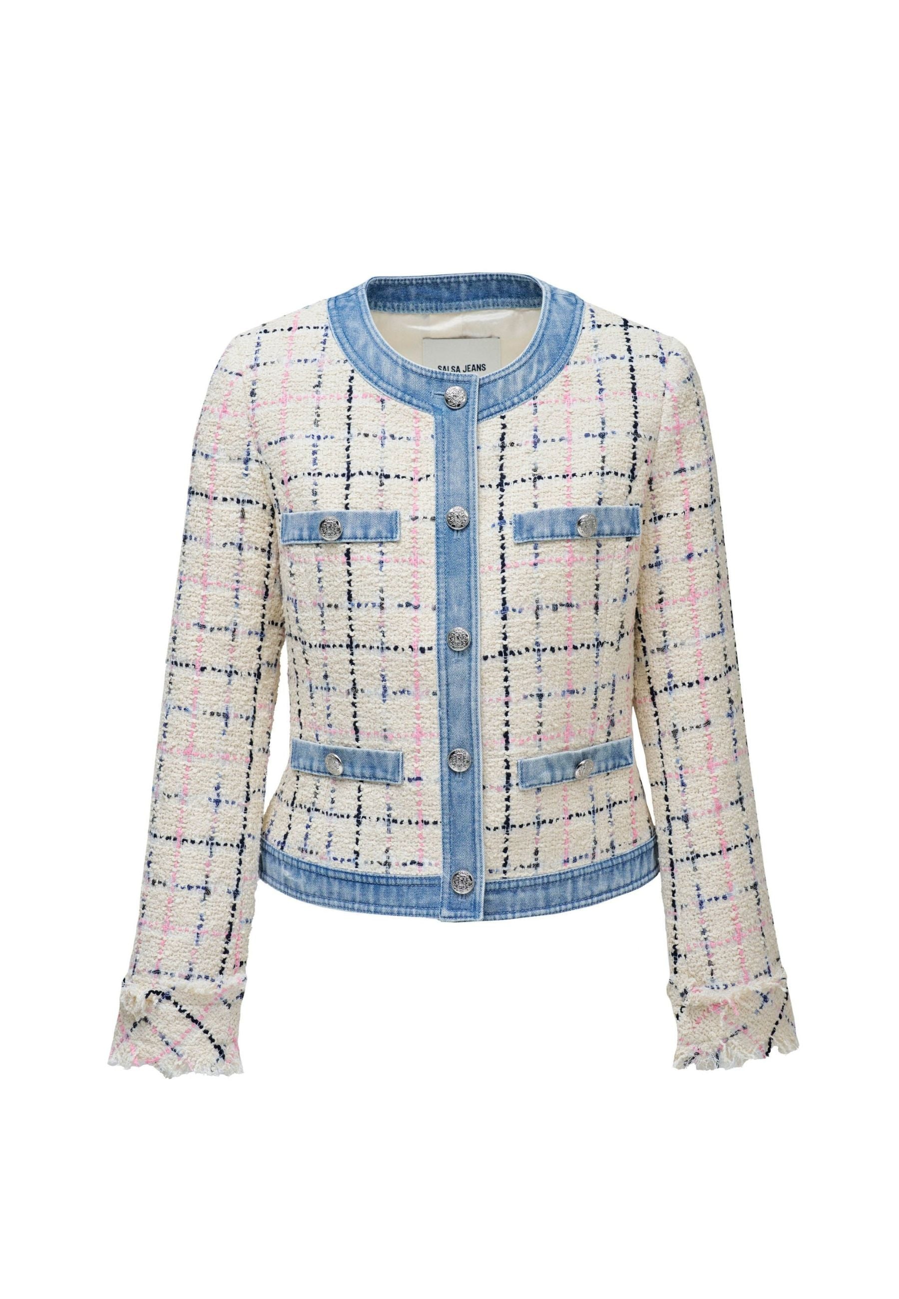 Veste en tweed style Chanel, beige clair V2