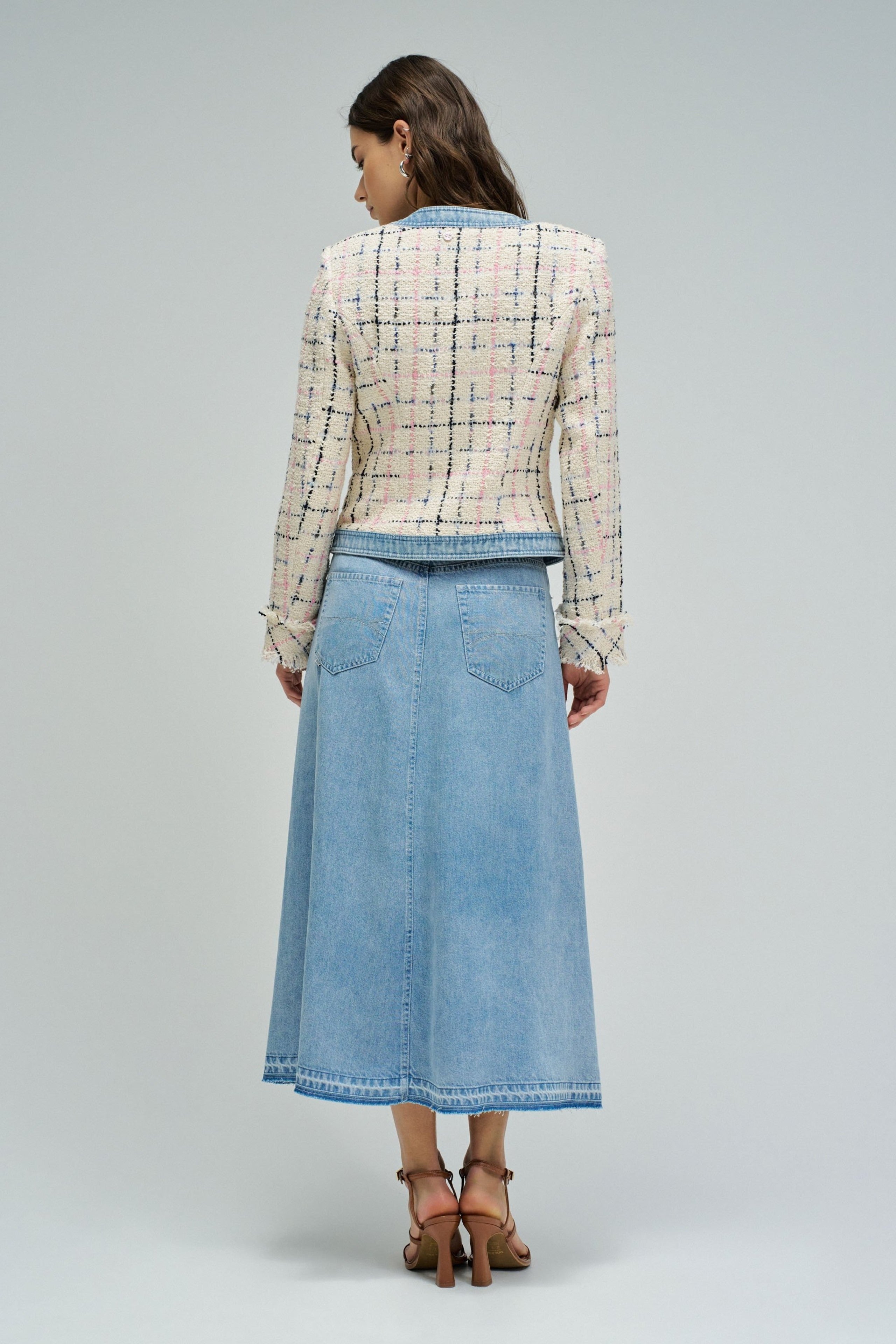 Veste en tweed style Chanel, beige clair V2