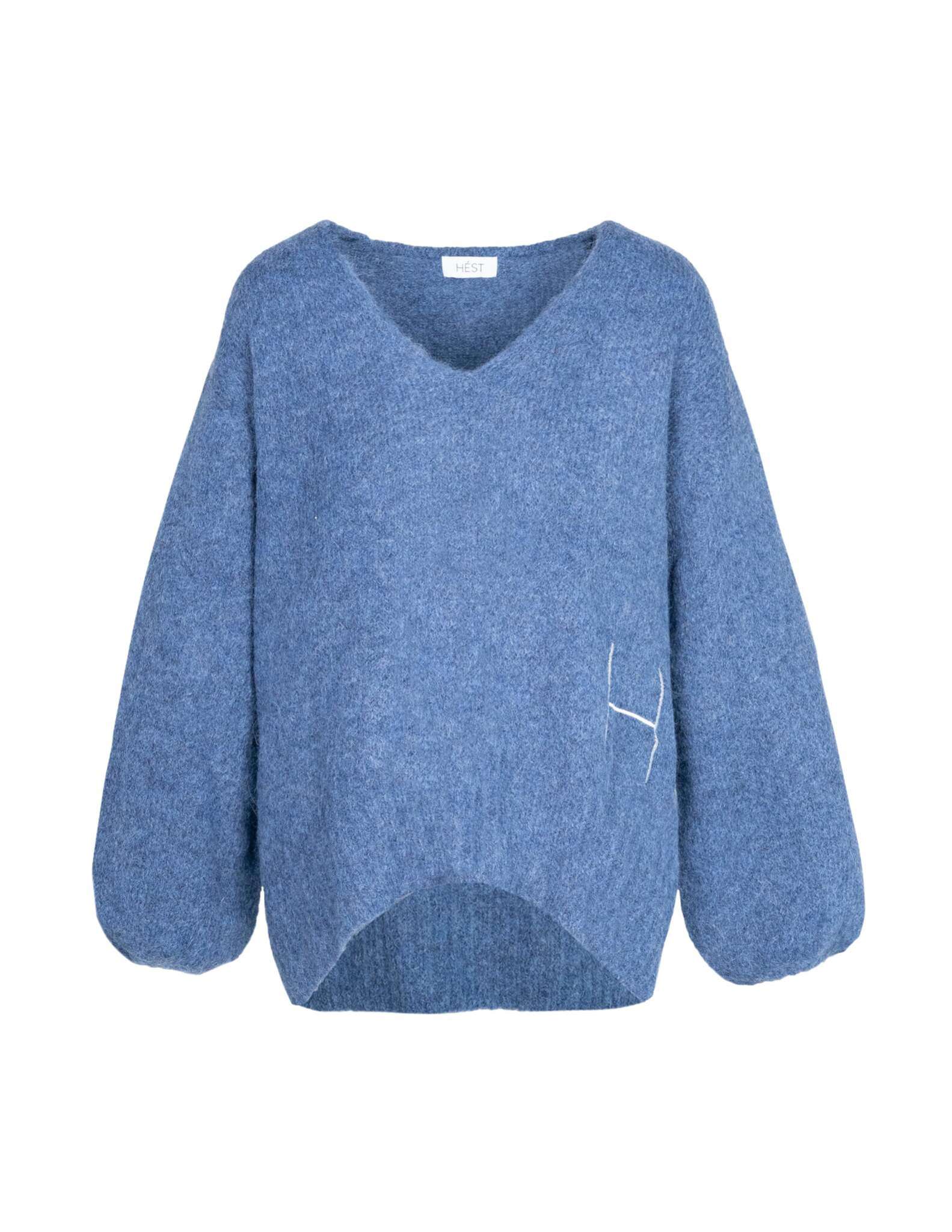 SOFIE V-neck Sweater in Blue Pull Hést