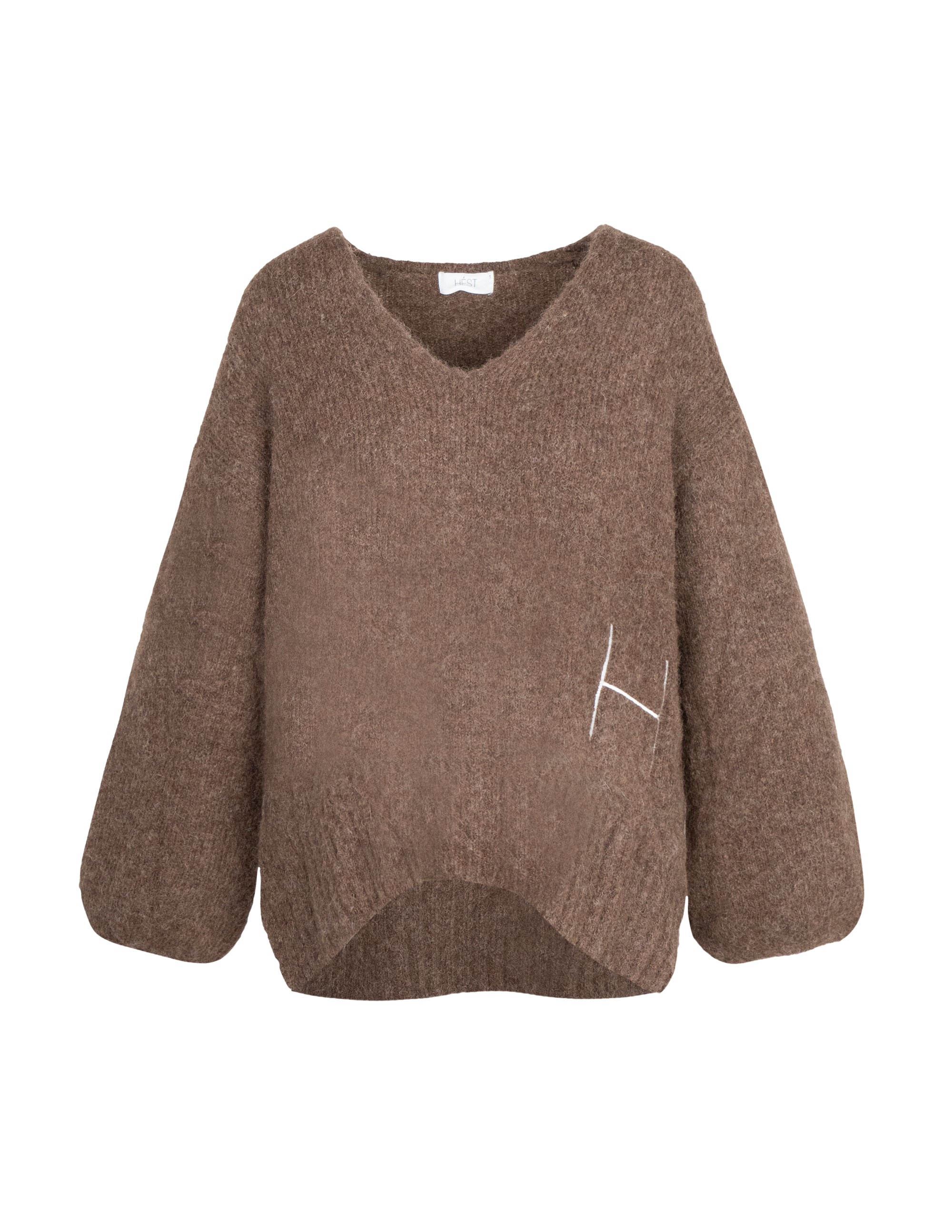 Sweat à col en V SOFIE en marron Pull Hést