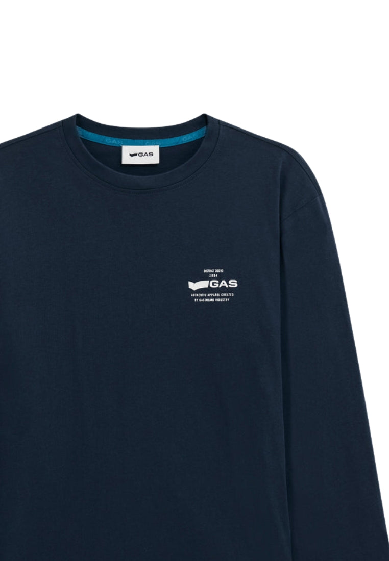 Dharis M/L 1984 Logo en bleu marine T-shirts GAS
