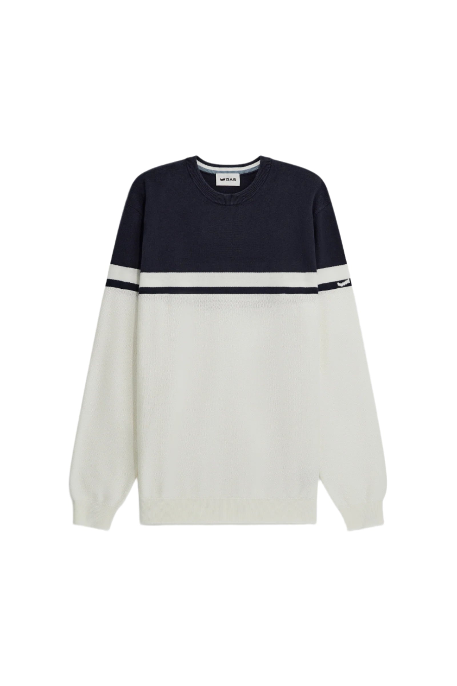 Avier Round Neck in Navy Blue / Snow White Pullover GAS