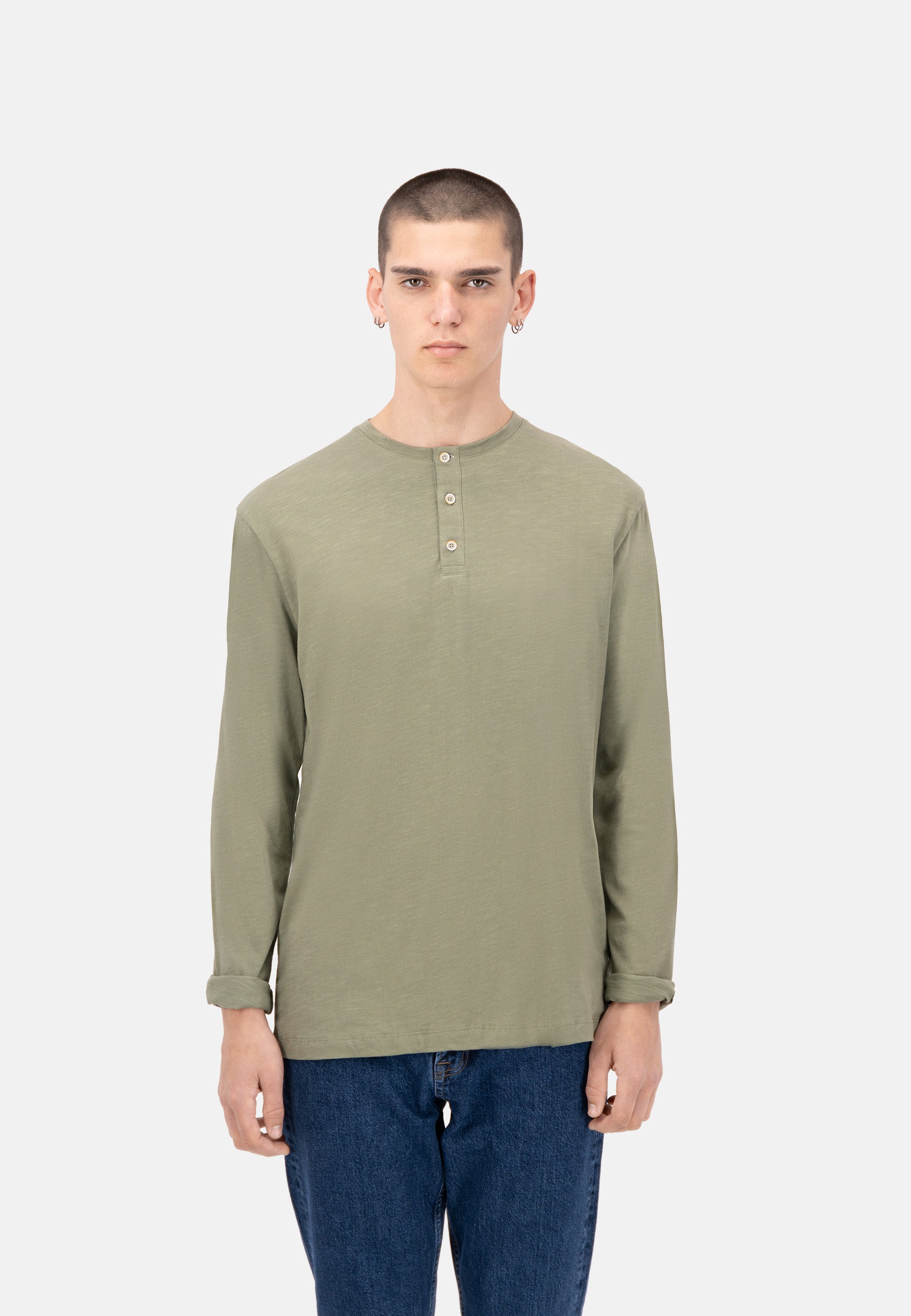 Henley - Slub en olive T-shirts Colours and Sons