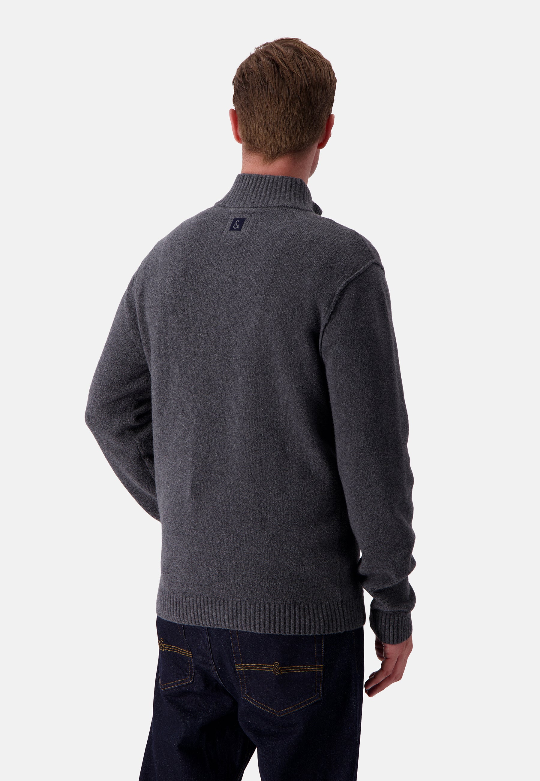 Pull en laine Mock-Zip Touch in Stone Colours and Sons
