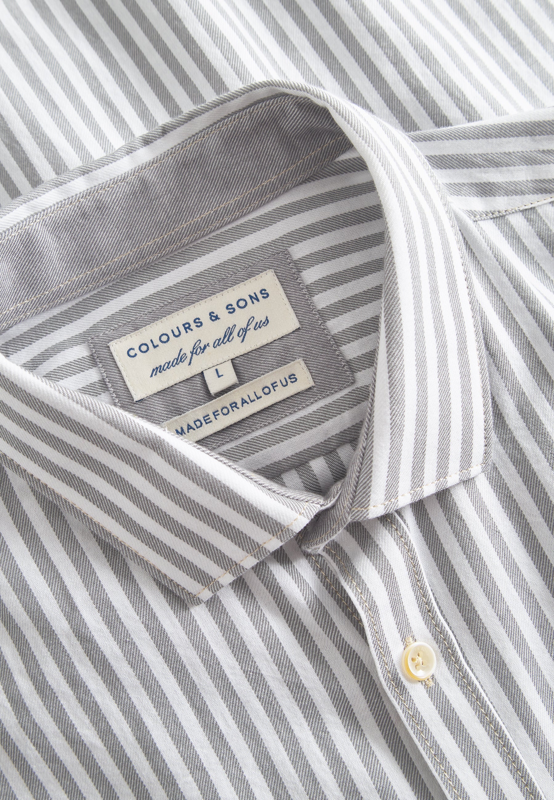 Chemise Brushed Twill Stripes in Silver Stripes Chemises Colours and Sons