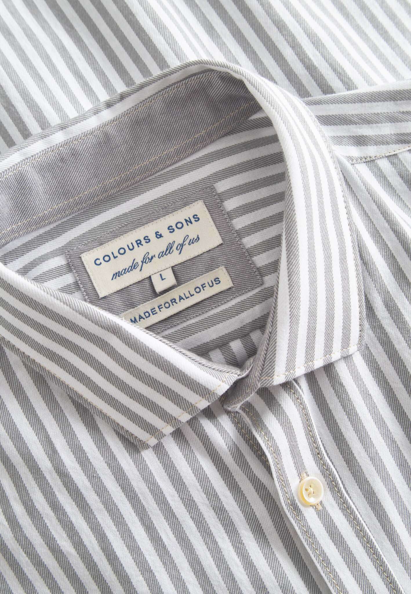 Chemise Brushed Twill Stripes in Silver Stripes Chemises Colours and Sons