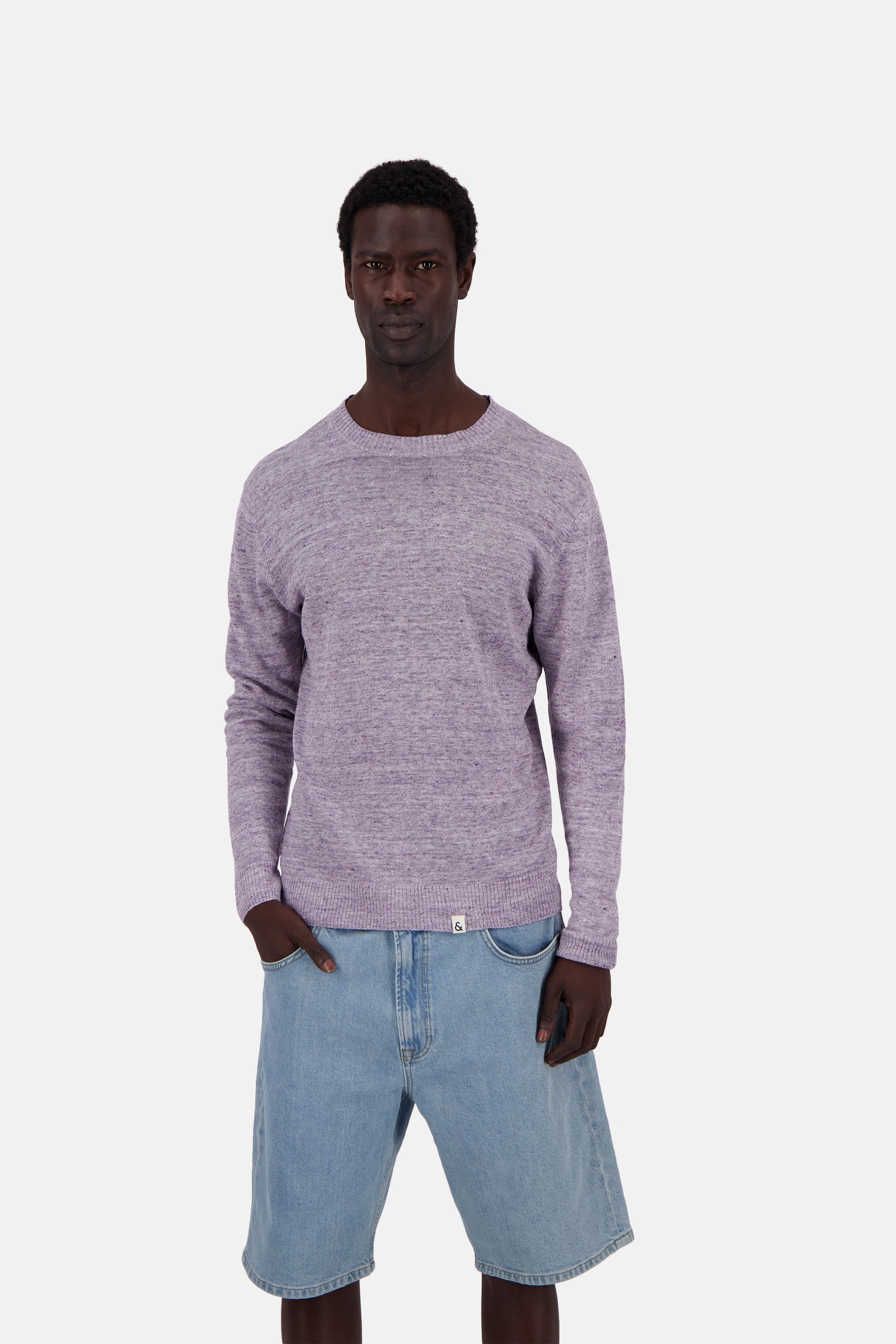 Roundneck-Linen en pull violet Colours and Sons