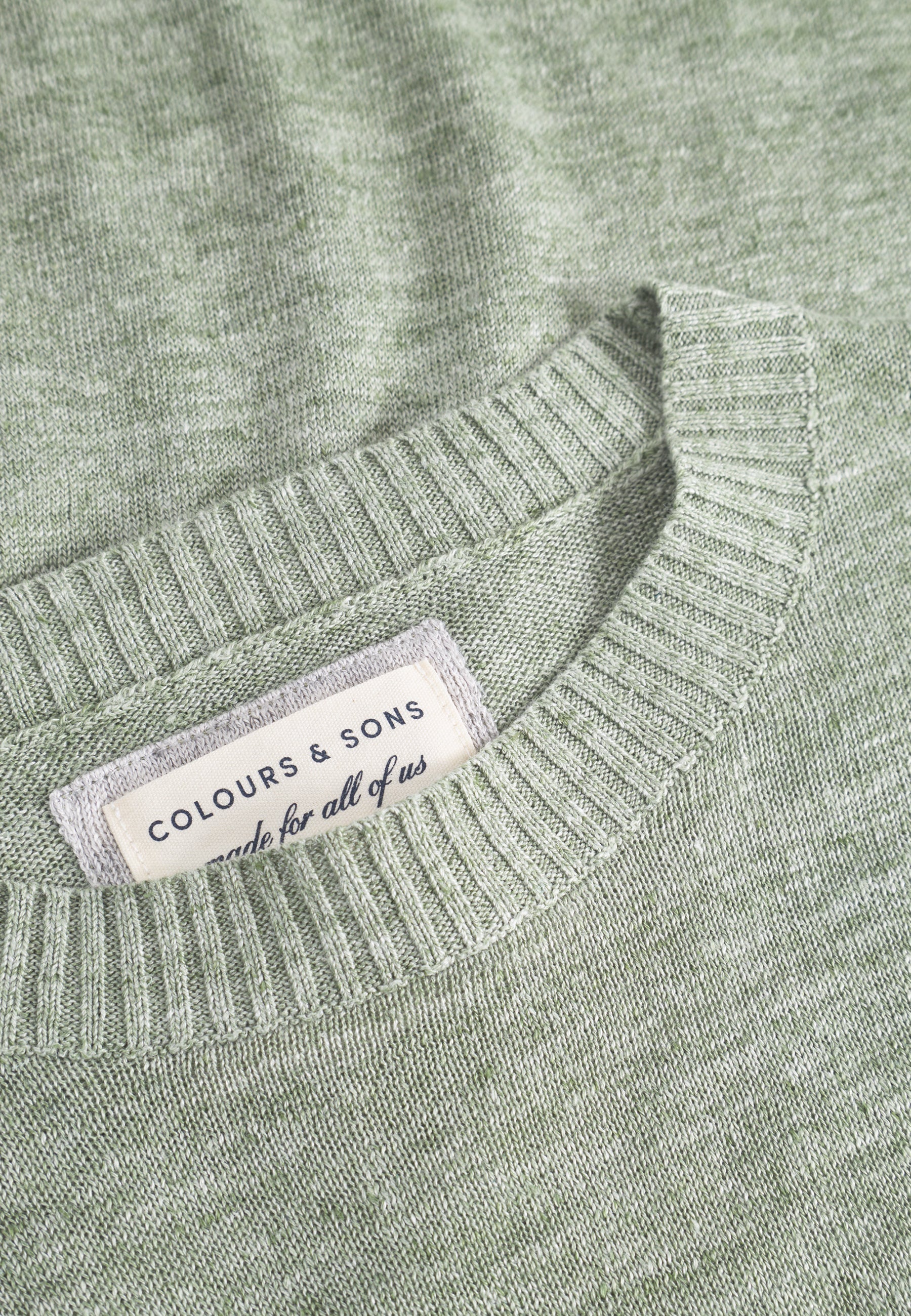 Roundneck-Linen en pull-over citron vert Colours and Sons