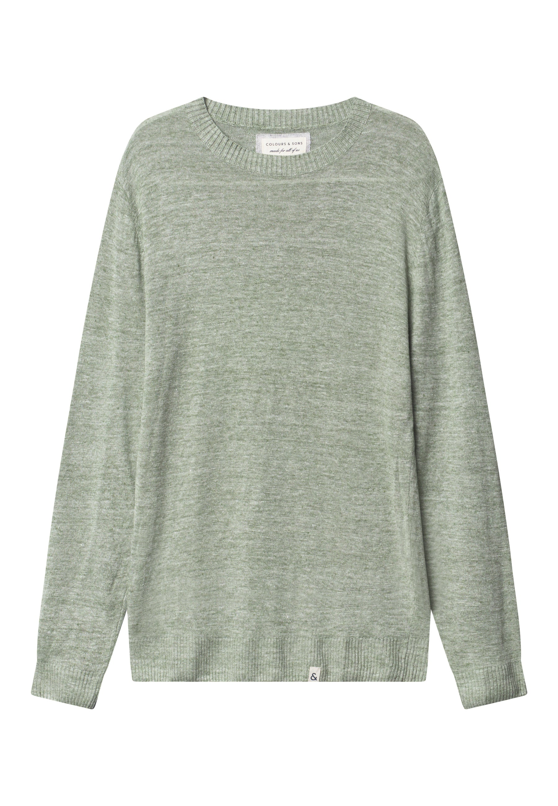 Roundneck-Linen en pull-over citron vert Colours and Sons