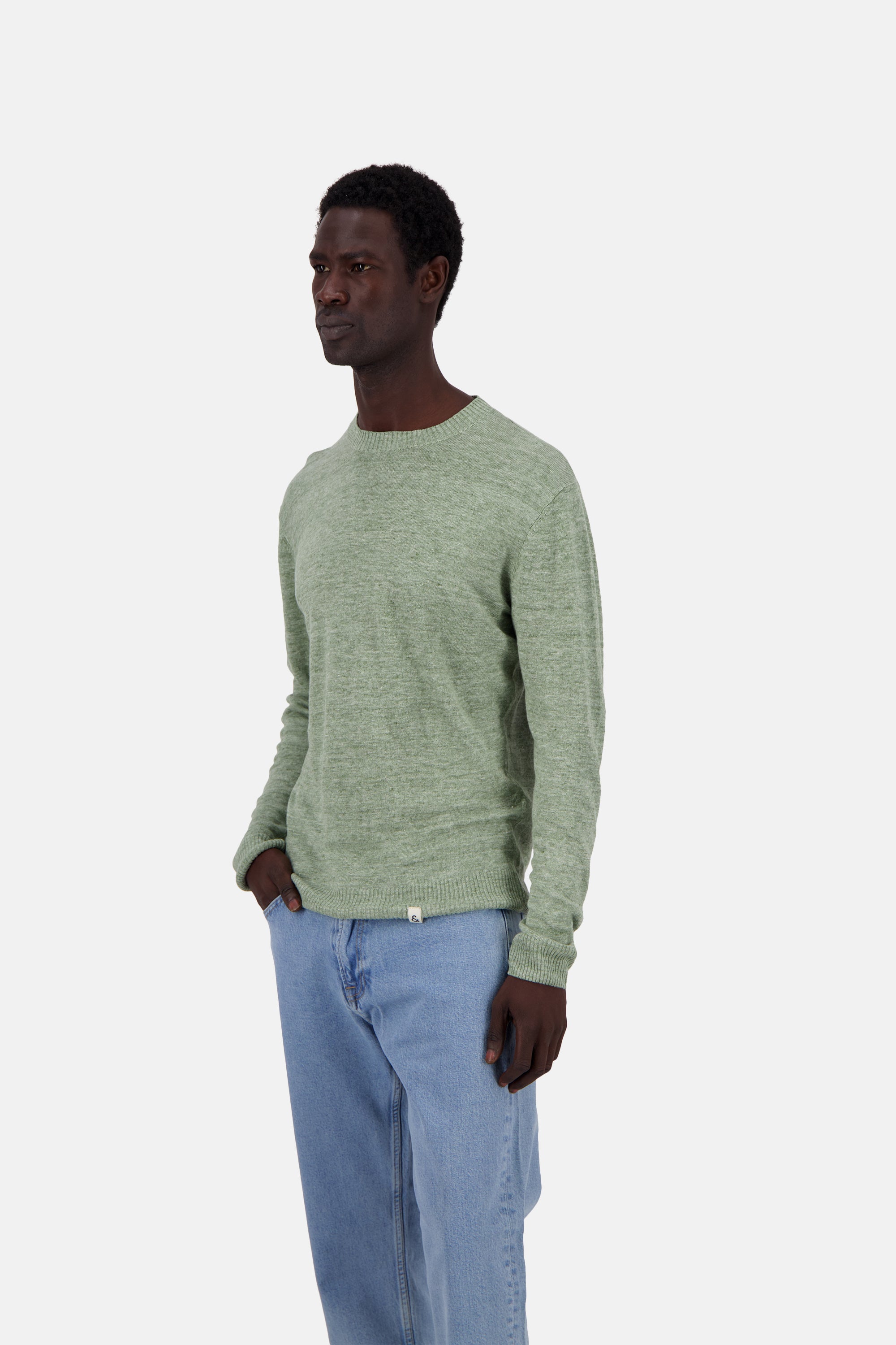 Roundneck-Linen en pull-over citron vert Colours and Sons