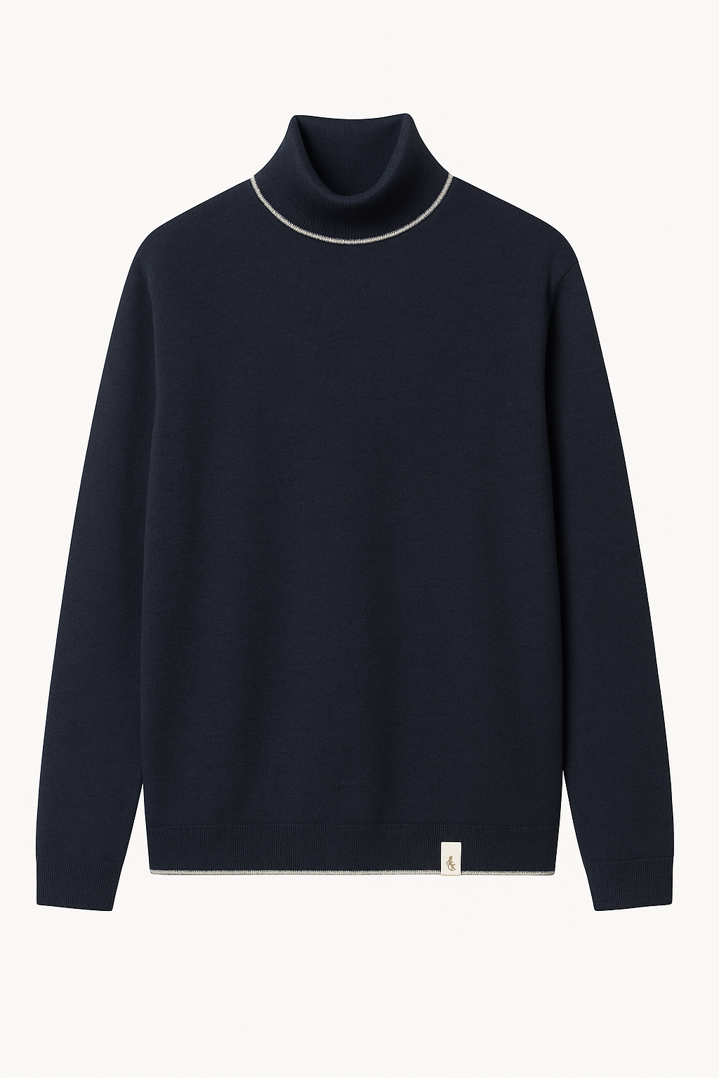 Turleneck-Merino Blend en bleu marine