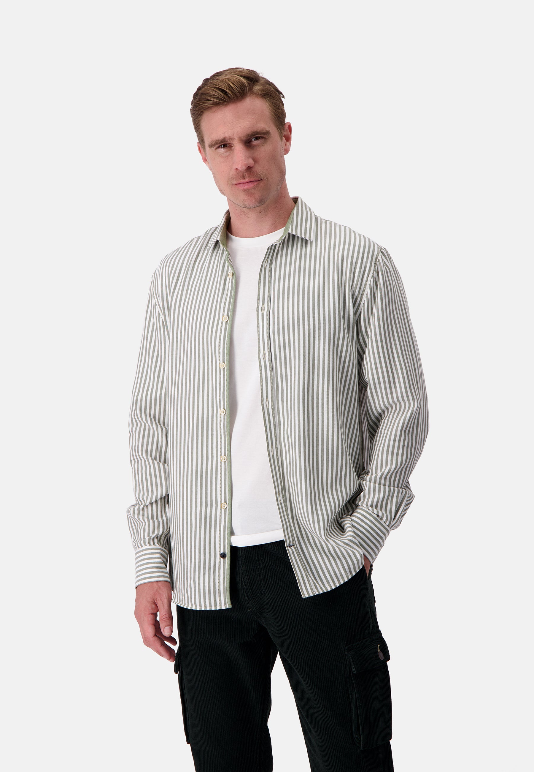 Shirt-Brushed Twill Stripes in Hunter Stripes Chemises Colours and Sons